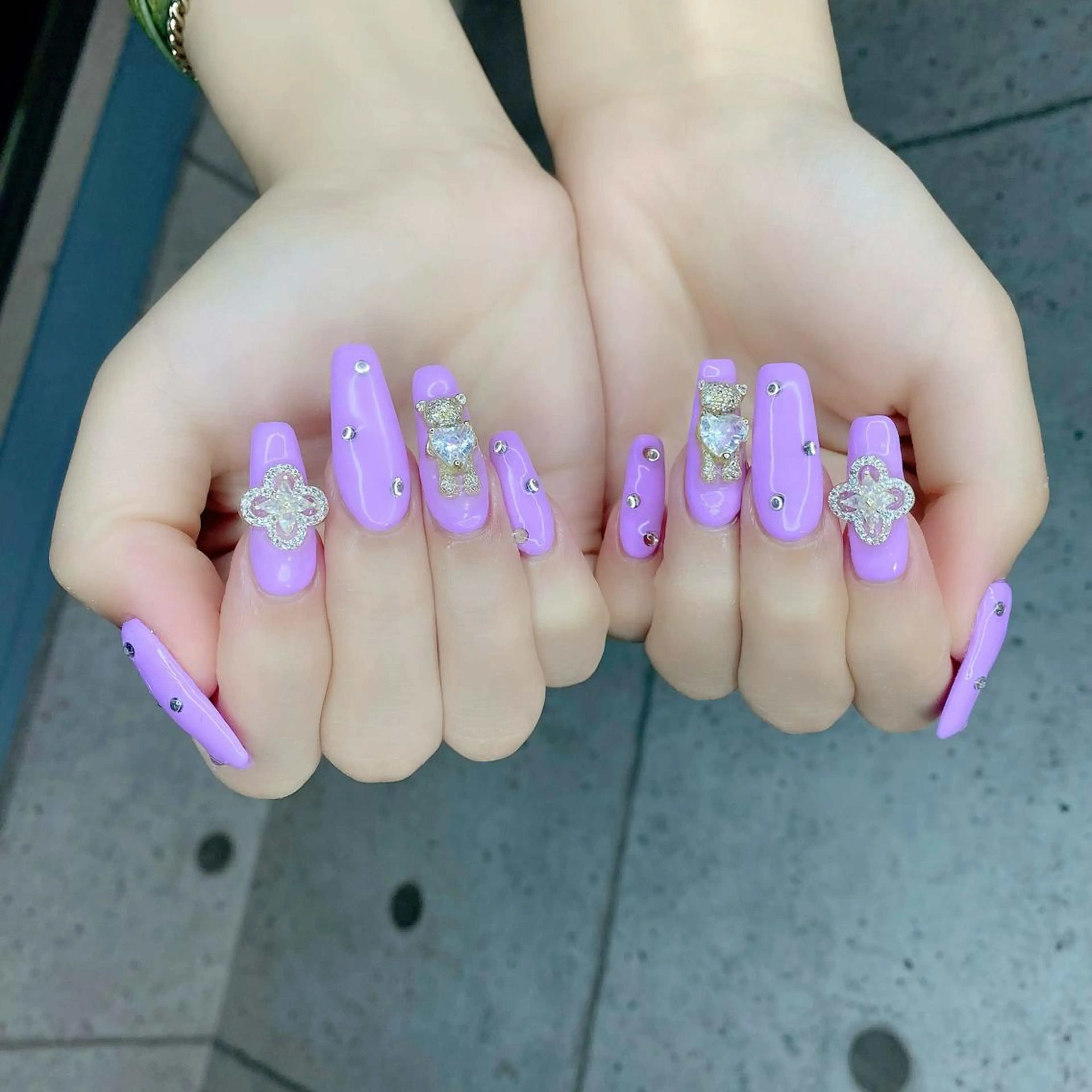 ネイル 長さ出し ジェルネイル ロングネイル ワンカラーネイル パープル Salon Ｋのネイルデザイン