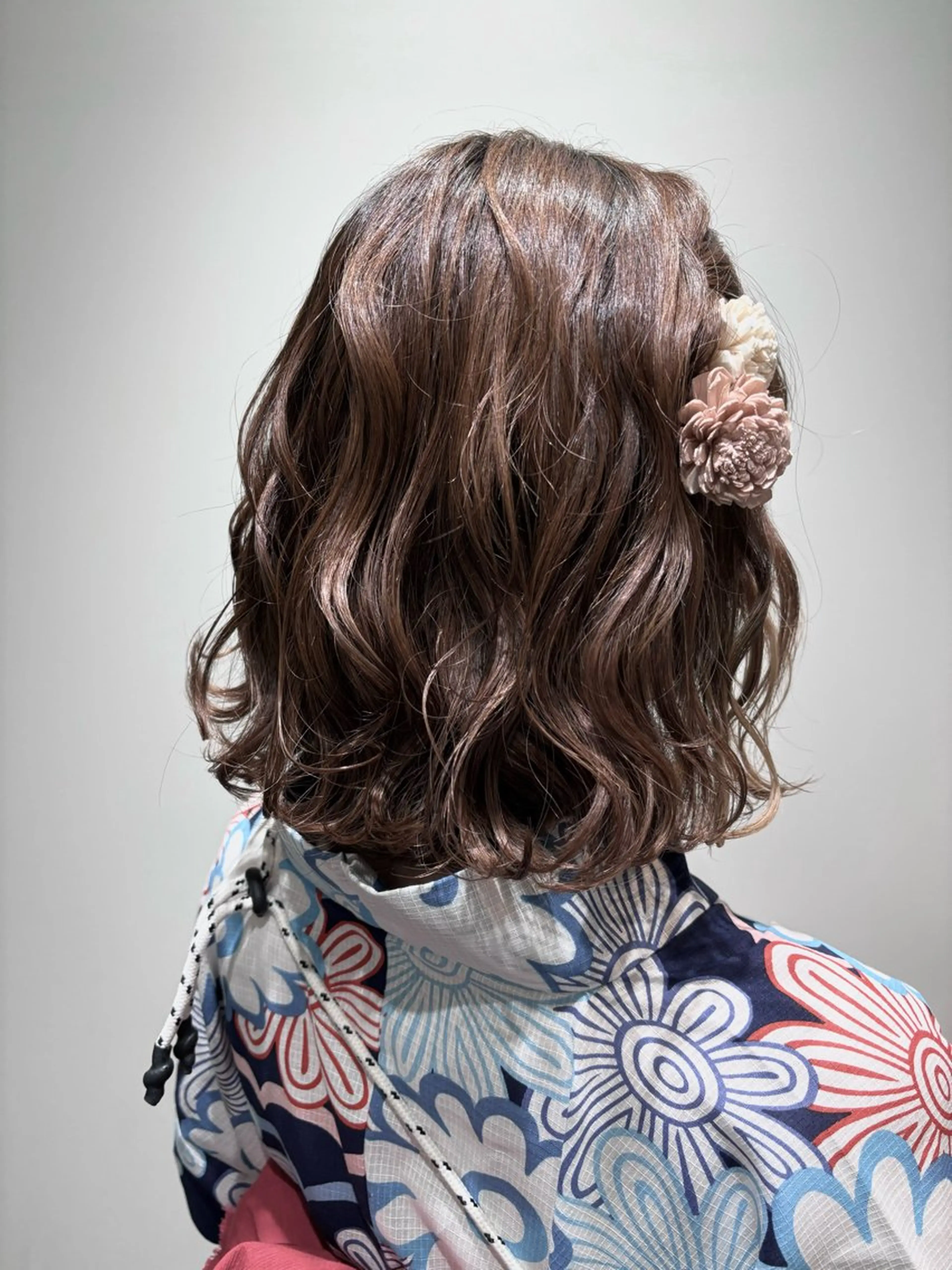 ミディアム ヘアアレンジ ミディアムパーマ 浴衣 ヘアセット ducha所属・DUCHA Tomida naoのヘアスタイル