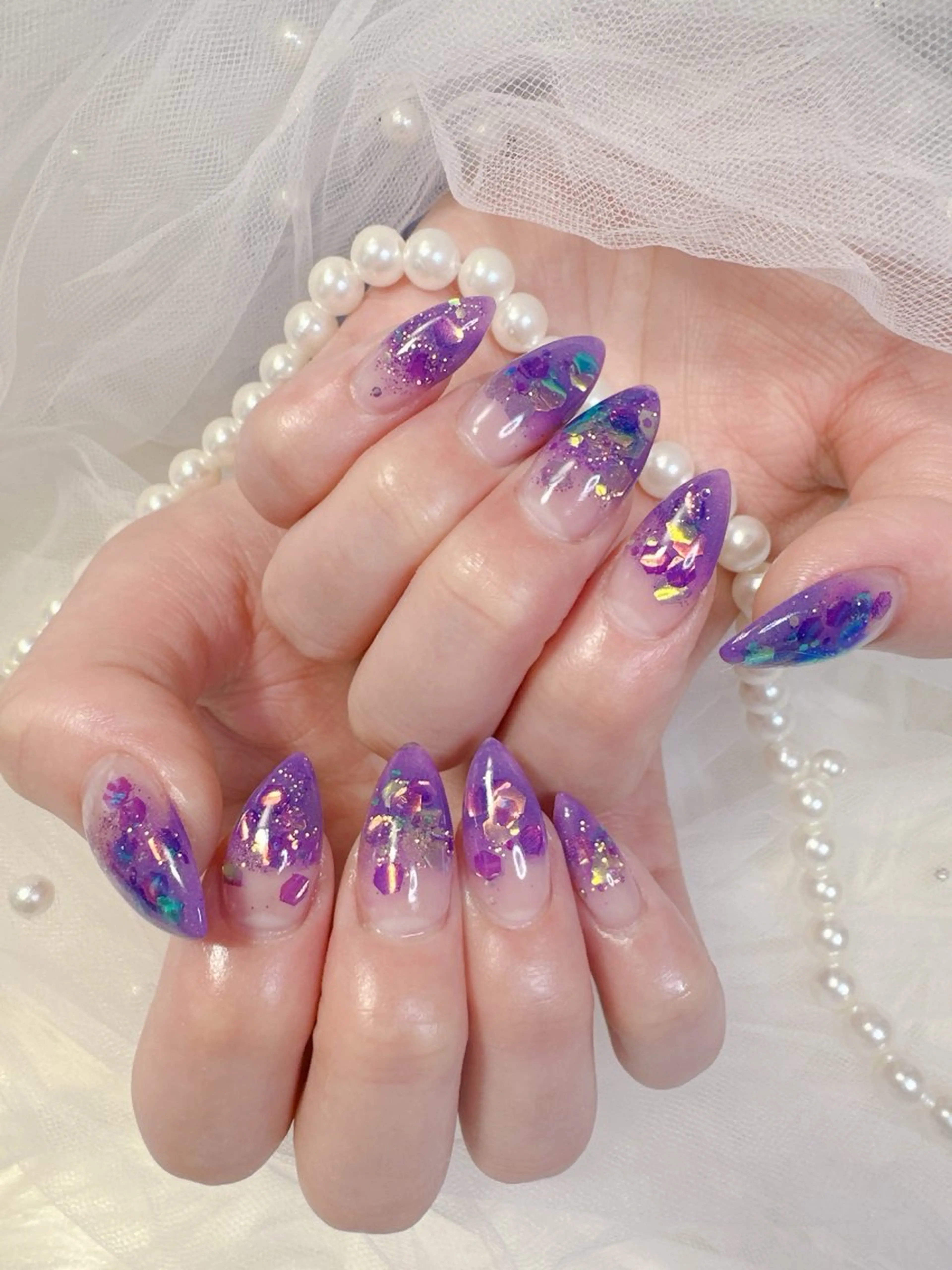 🩷スカルプ長さ出し​〜​ラメグラ・ワンカラー(ソフトジェルオフ込み・ドライケア付き)の写真