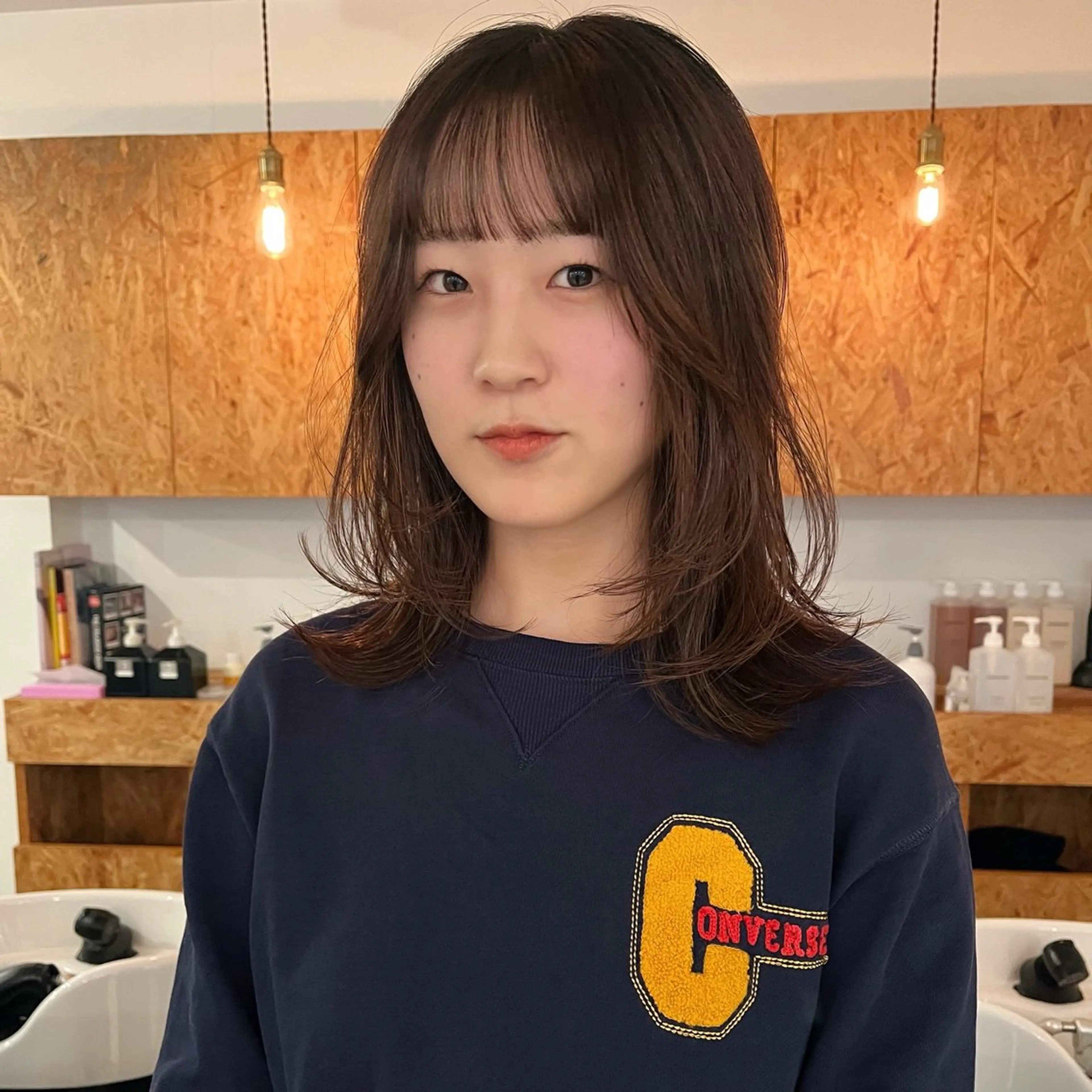 ミディアム レイヤーカット 暖色/パーマ 🌼クニトウメイのヘアスタイル