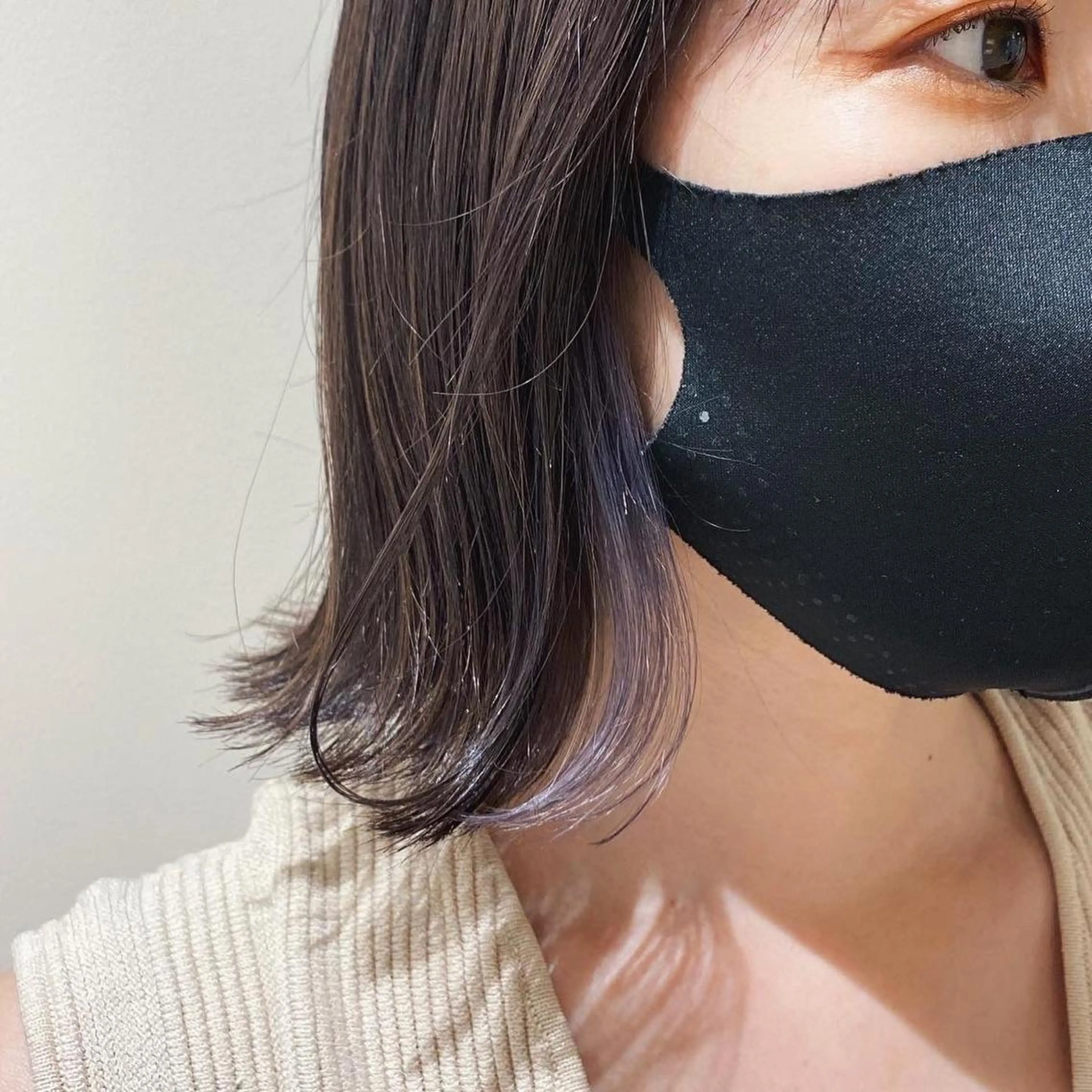 ミディアム カラー ラベンダーカラー シルバー カット ヘアカラー トリートメント 細めハイライト🩶 ボブ/レイヤーカットのヘアスタイル