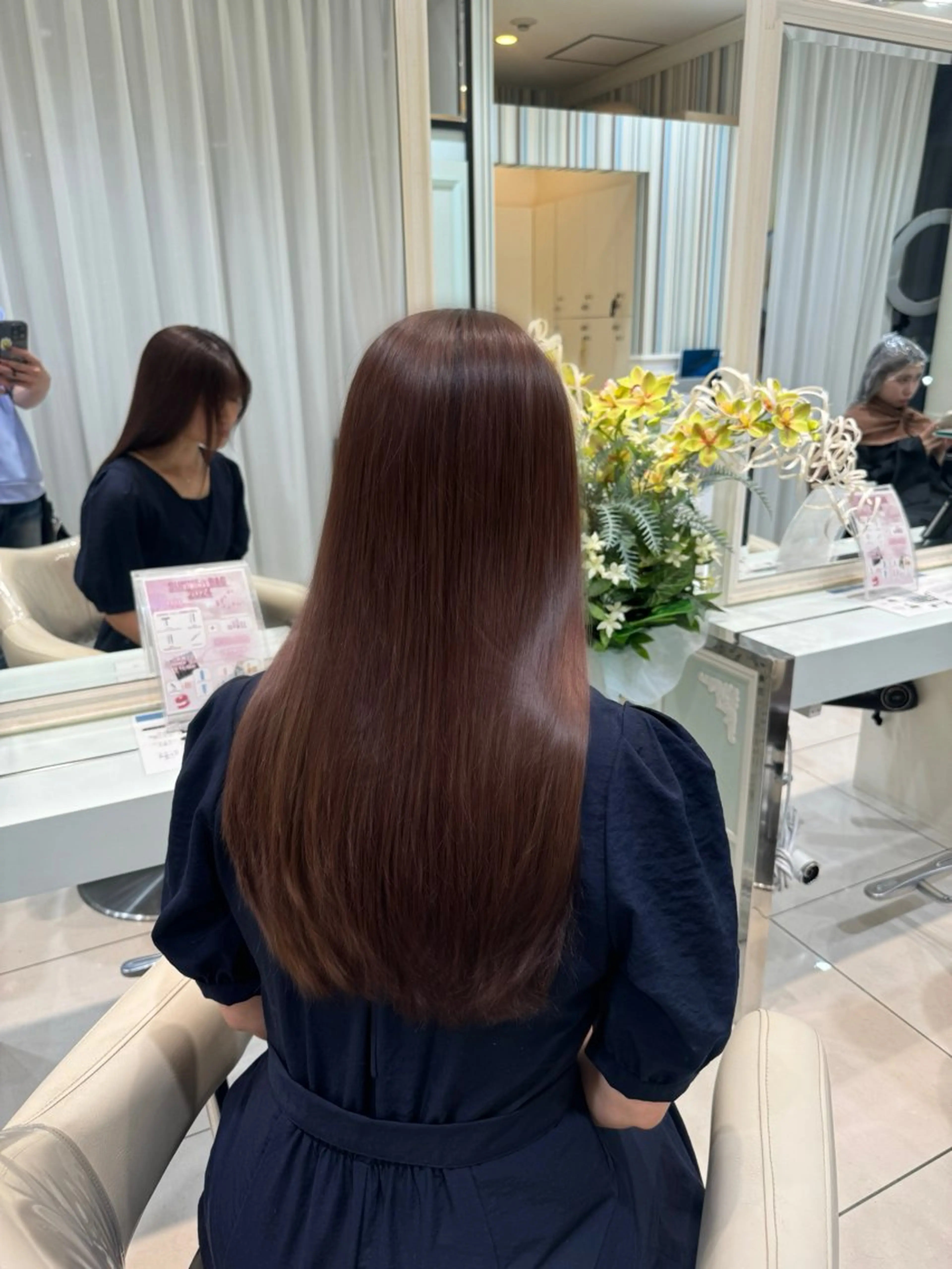 ロング ピンクブラウン 曲がる縮毛/カルマパ ーマ/池袋/横村大全のヘアスタイル