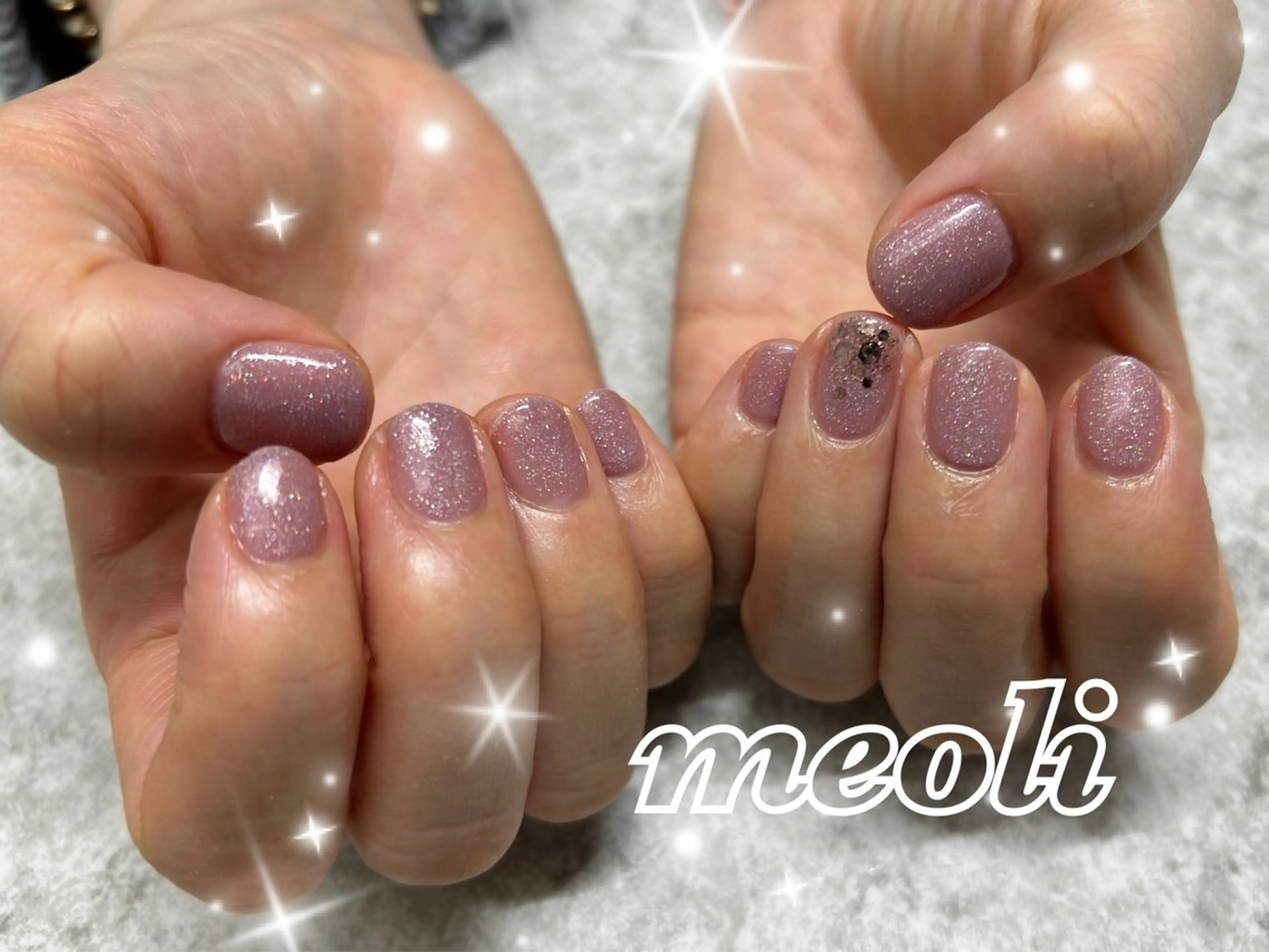 ネイル オーロラネイル ラメ(グリッター) ピンク nail salon meoli　アヤのネイルデザイン