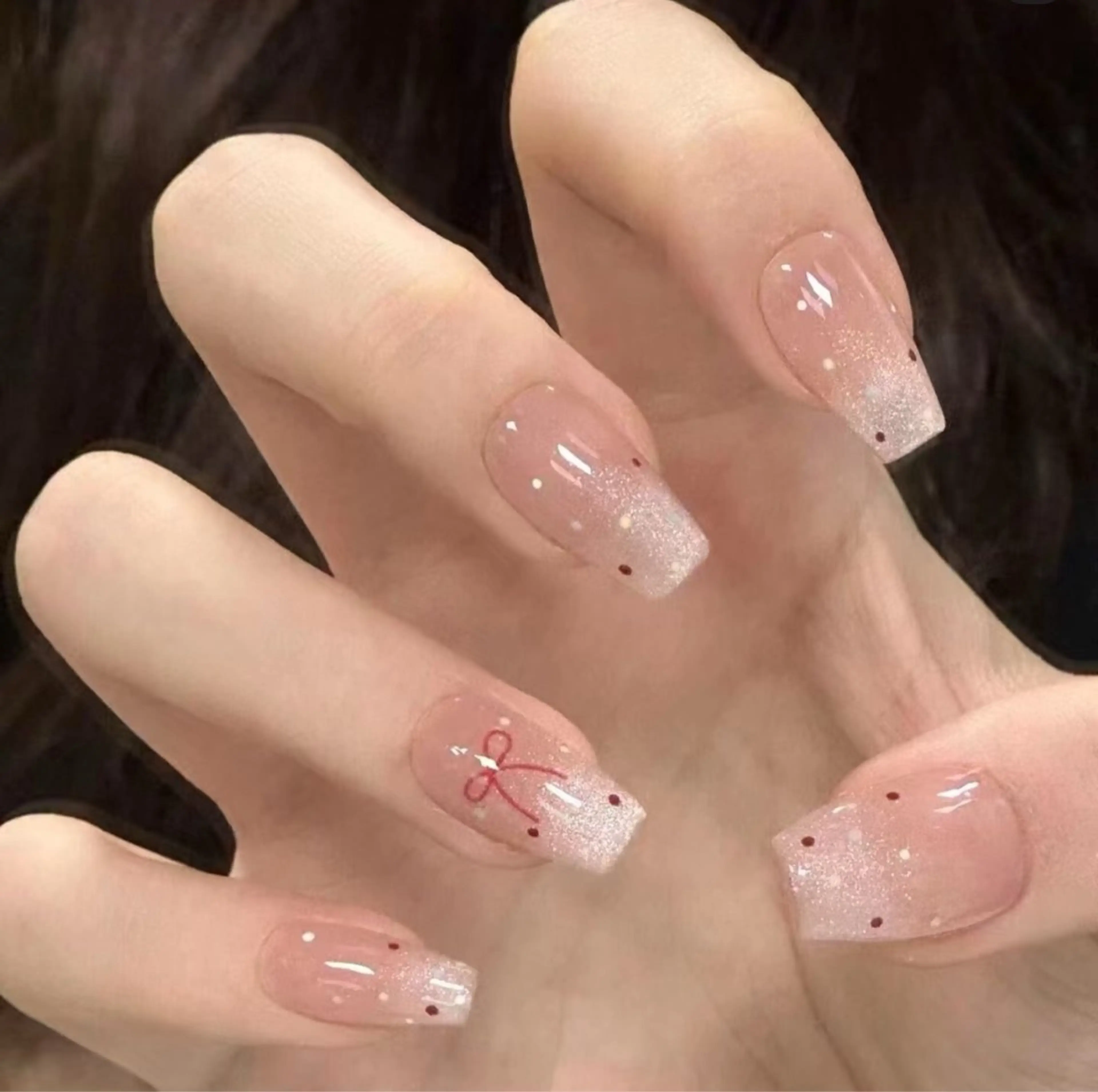 ネイル アートネイル オーロラネイル チークネイル フレンチネイル ガラスフレンチ ハンドネイル 🎀🎀YooLi Nail Salonのネイルデザイン
