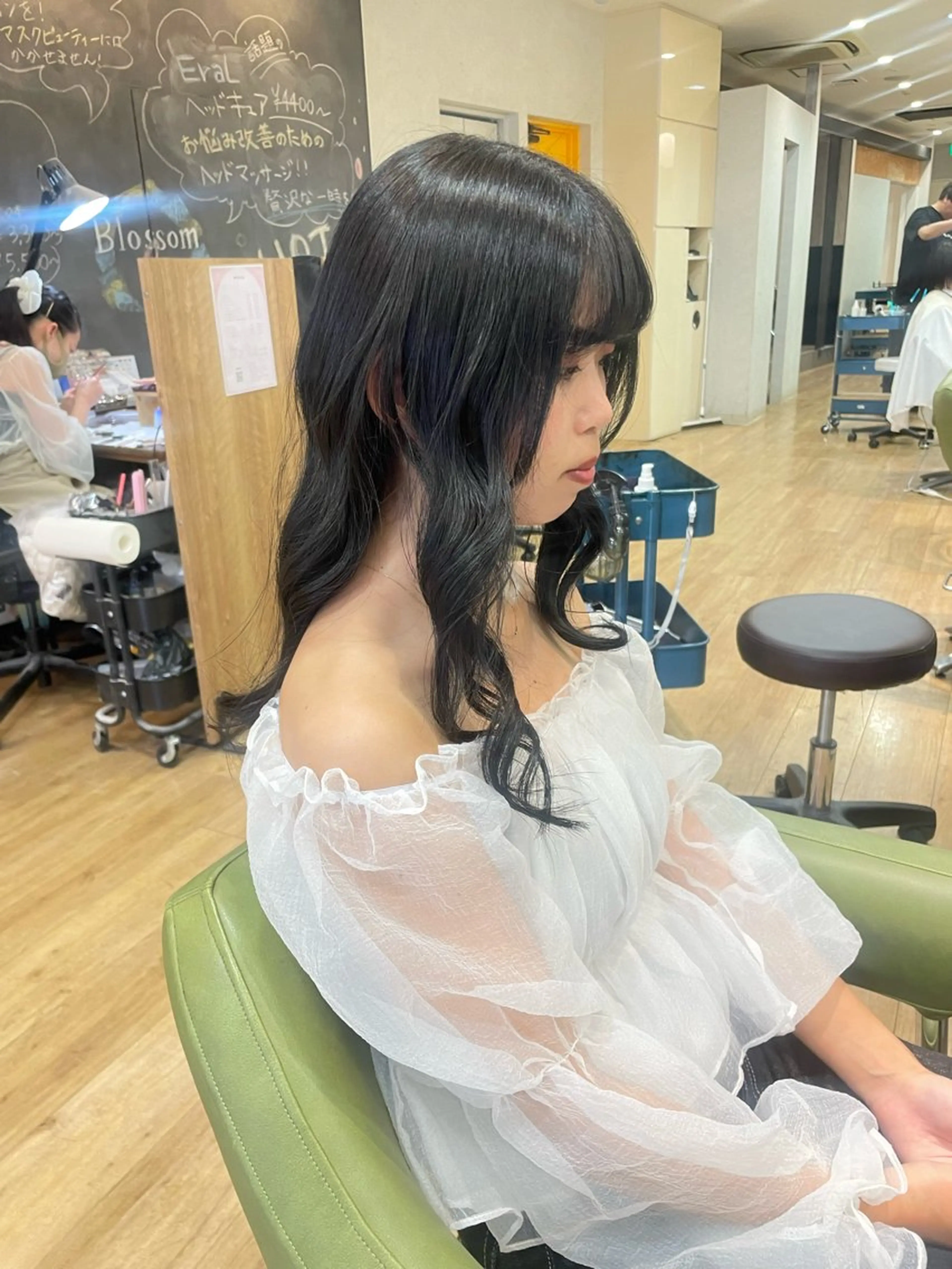 ロング カラー ブリーチ ブルーカラー ブリーチなしカラー 髪質改善/Bloss om🌷高橋沙衣のヘアスタイル
