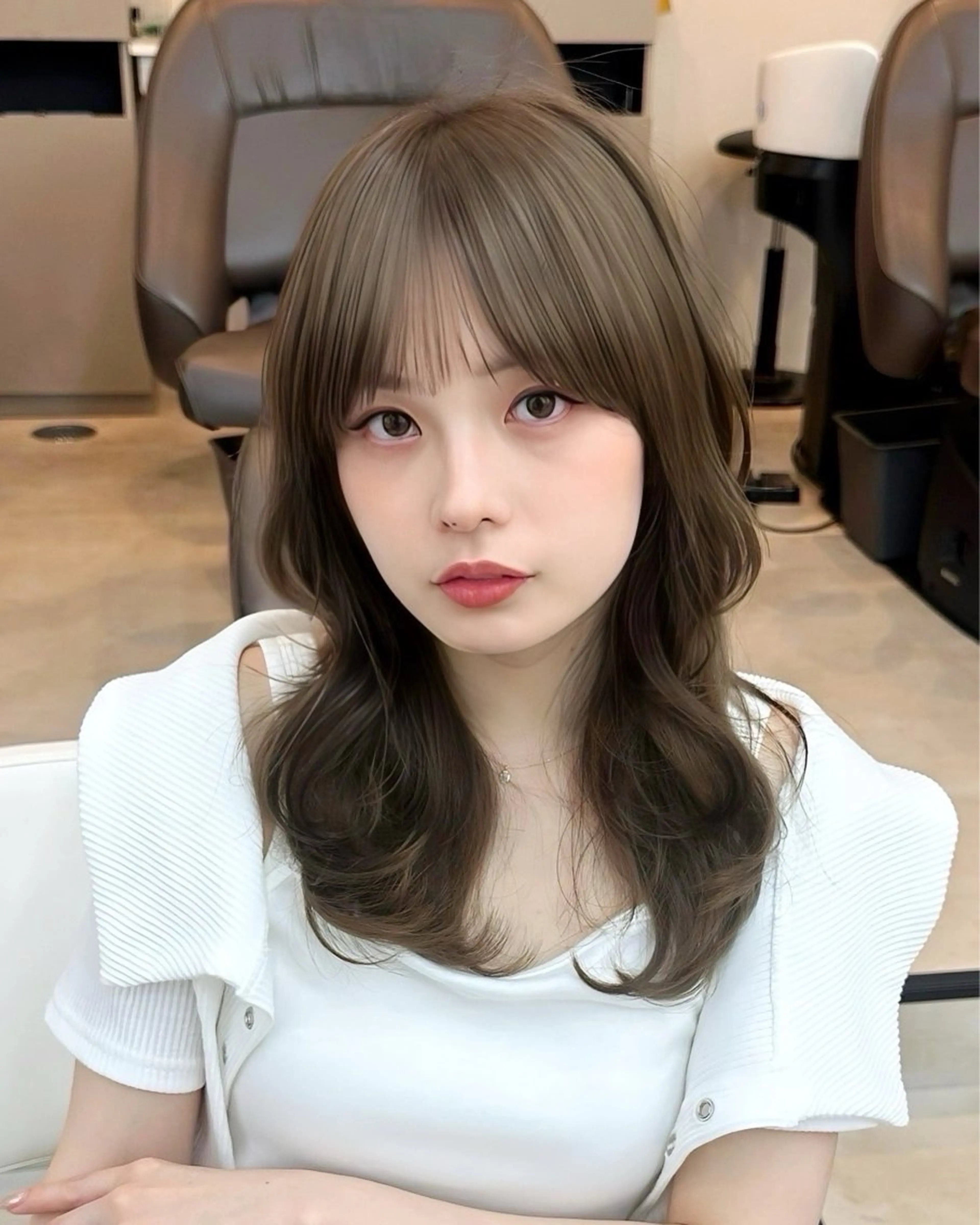 ミディアム カラー ベージュカラー オリーブカラー Aura所属・丸山 心 / 艶カラーのヘアスタイル