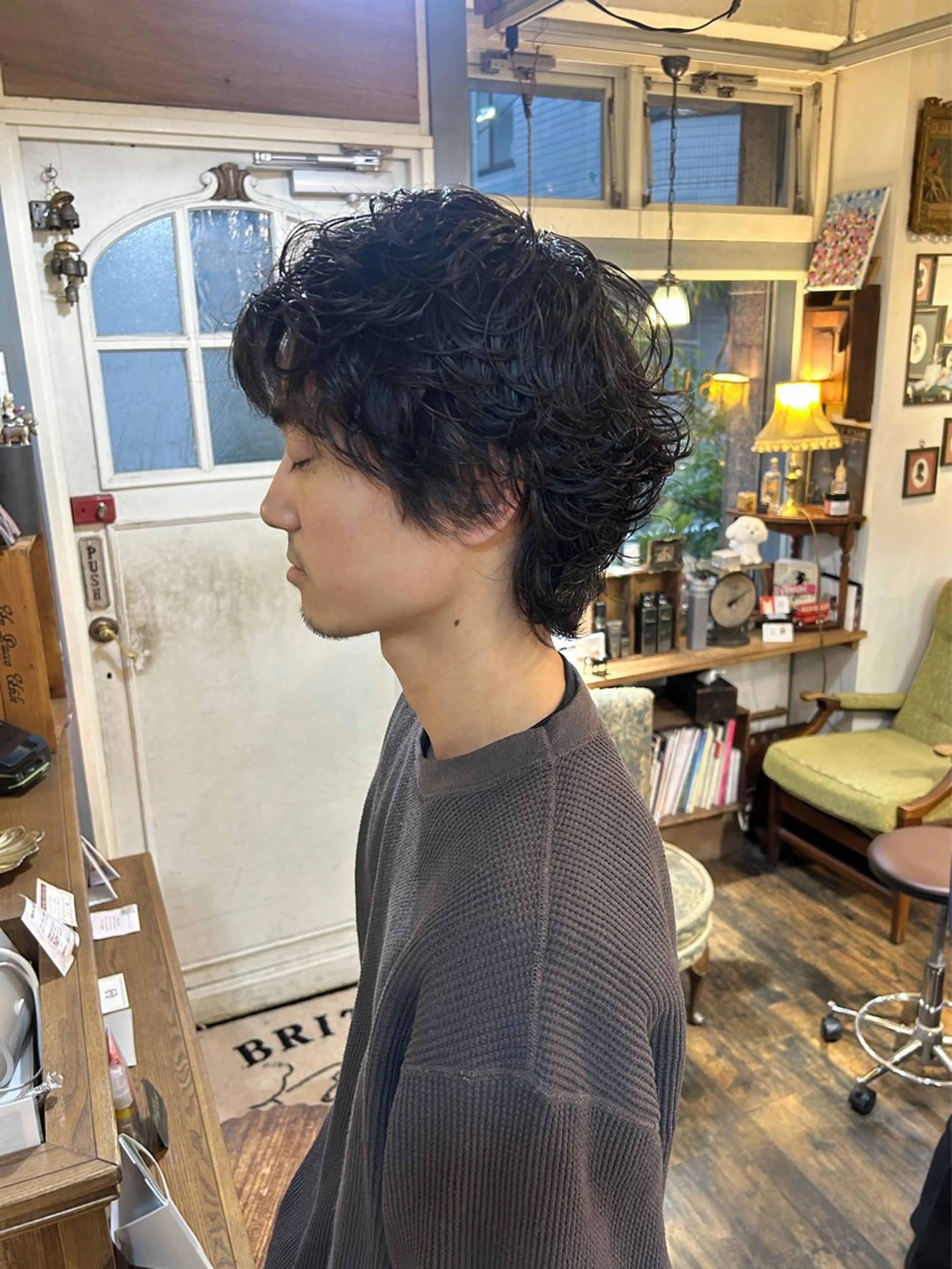 ショート パーマ メンズ カット パーマ 清水千優/パーマ/透 明感カラー/メンズのヘアスタイル