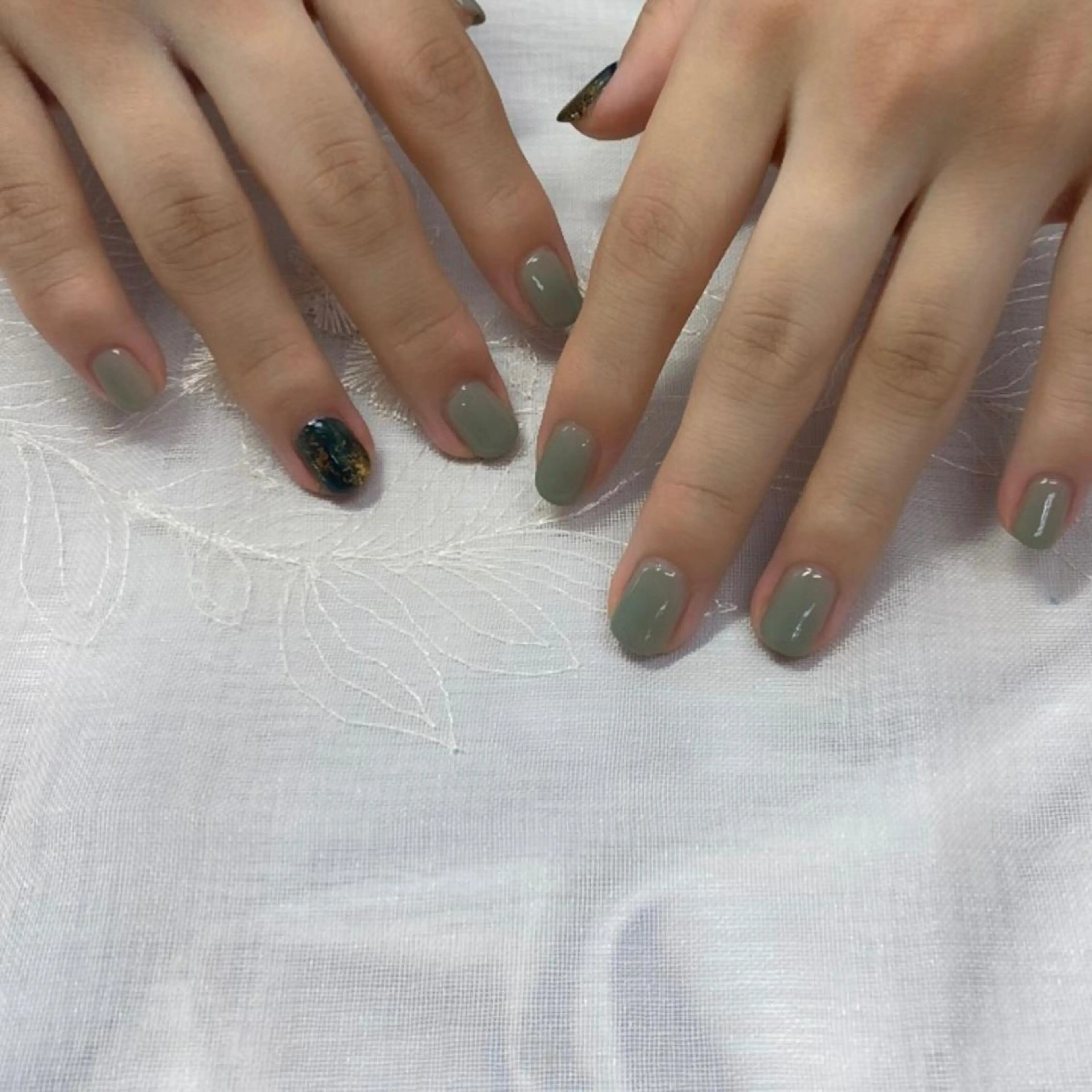 ネイル アートネイル グリーン ハンドネイル ショートネイル. Home sweetのネイルデザイン