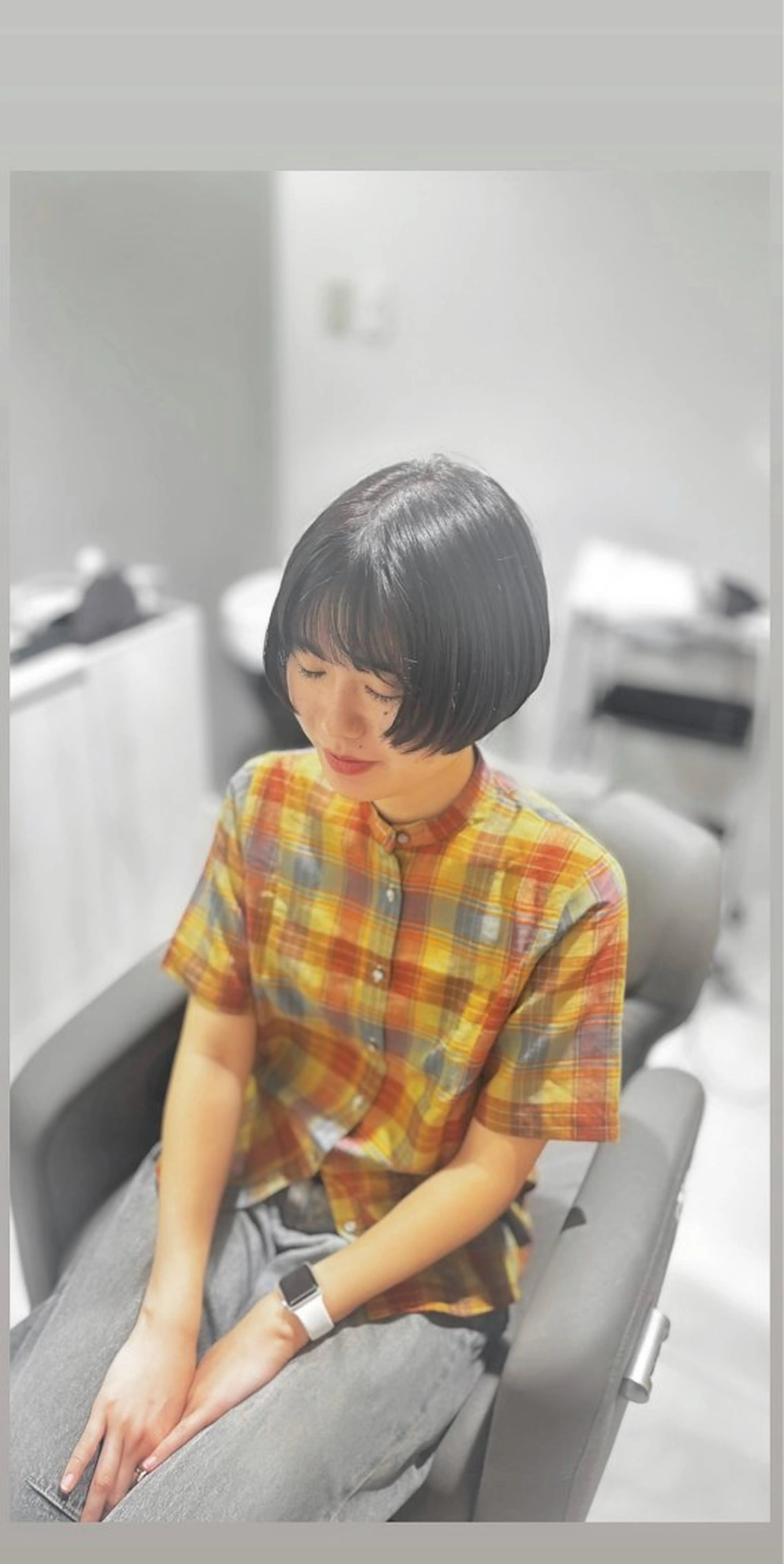 ショート ボブ 顔まわりレイヤー レイヤーカット カット ヘアカラー 白土 さくらのヘアスタイル