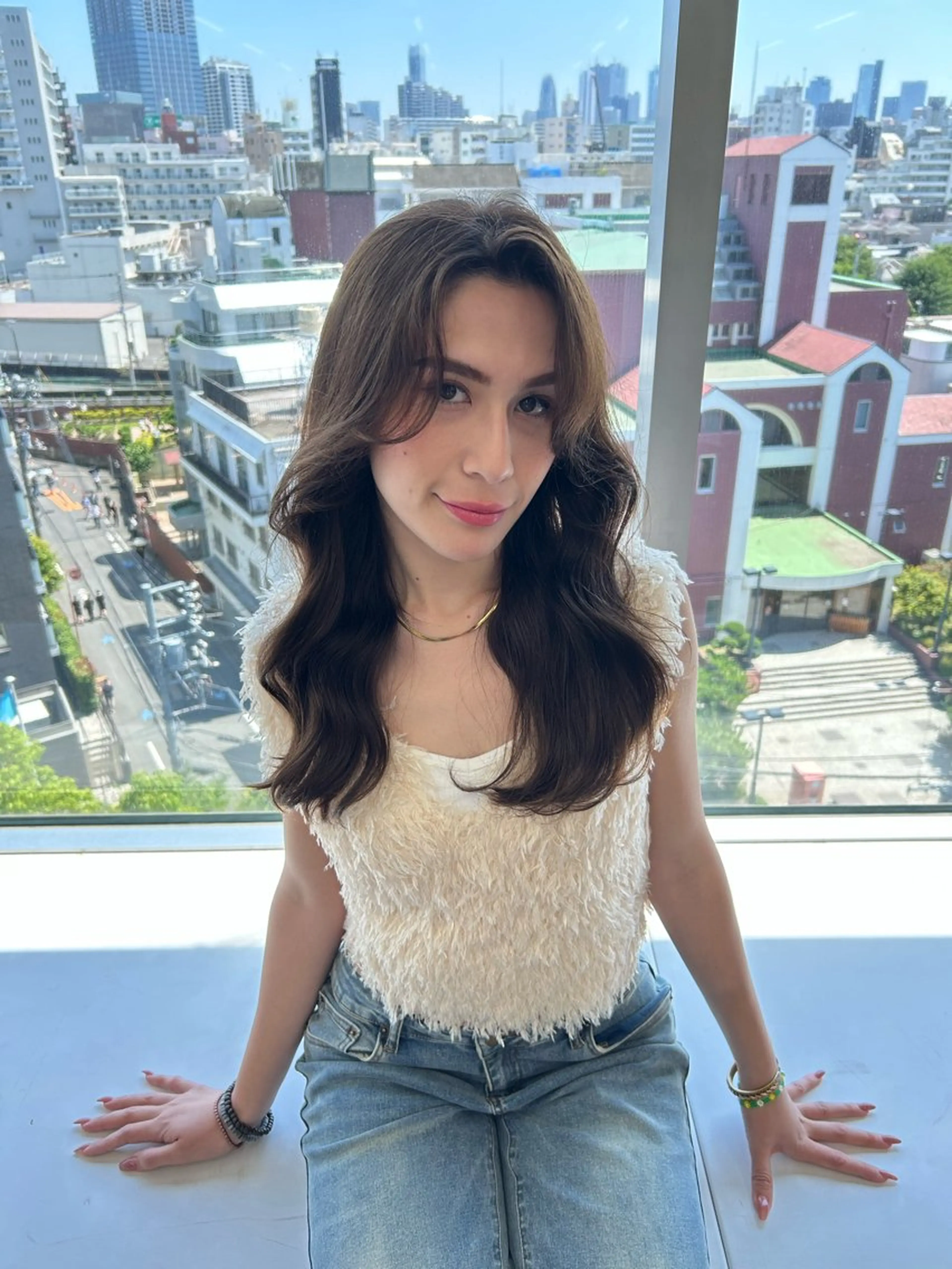 ロング カラー パーマ ヘアアレンジ メンズ キッズ 海外カラー白髪ぼかし ティファニーサユリのヘアスタイル