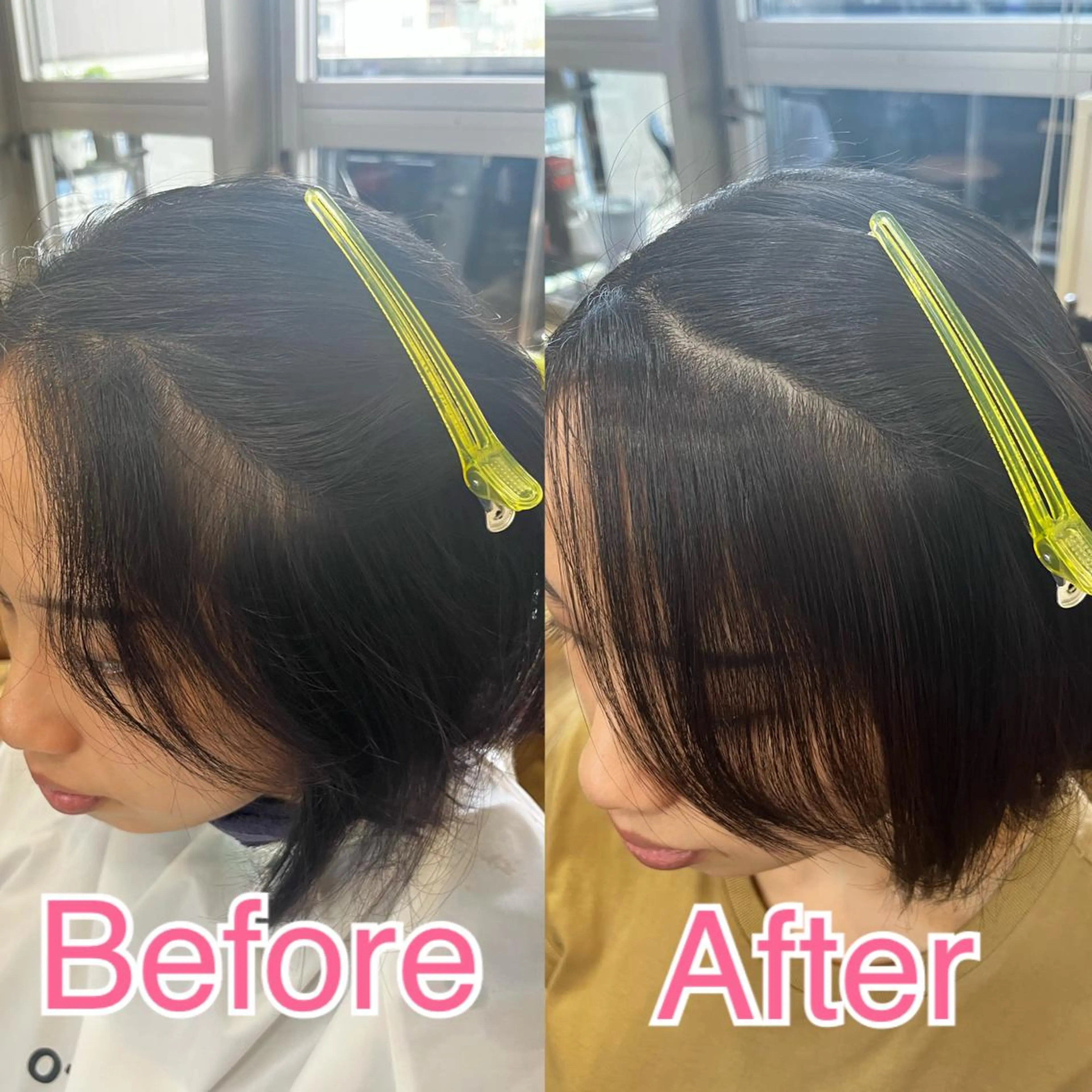 ショート パーマ ハイライト 酸性ストレート ストレートパーマ きむえり/髪質改善 /セット/カラーのヘアスタイル