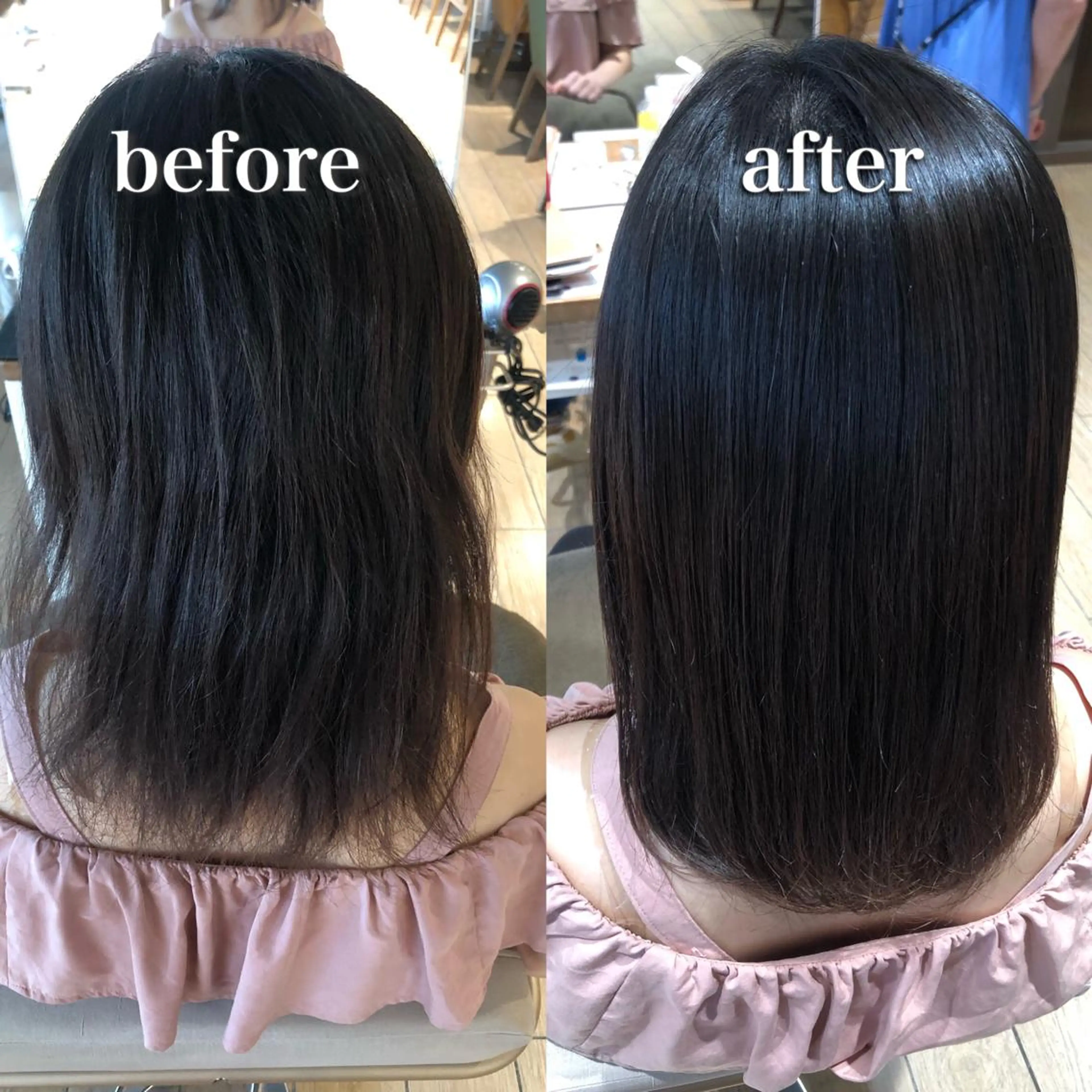 ミディアム パーマ 縮毛矯正 顔周り/くびれヘア 韓国ヘア💕風間るなのヘアスタイル