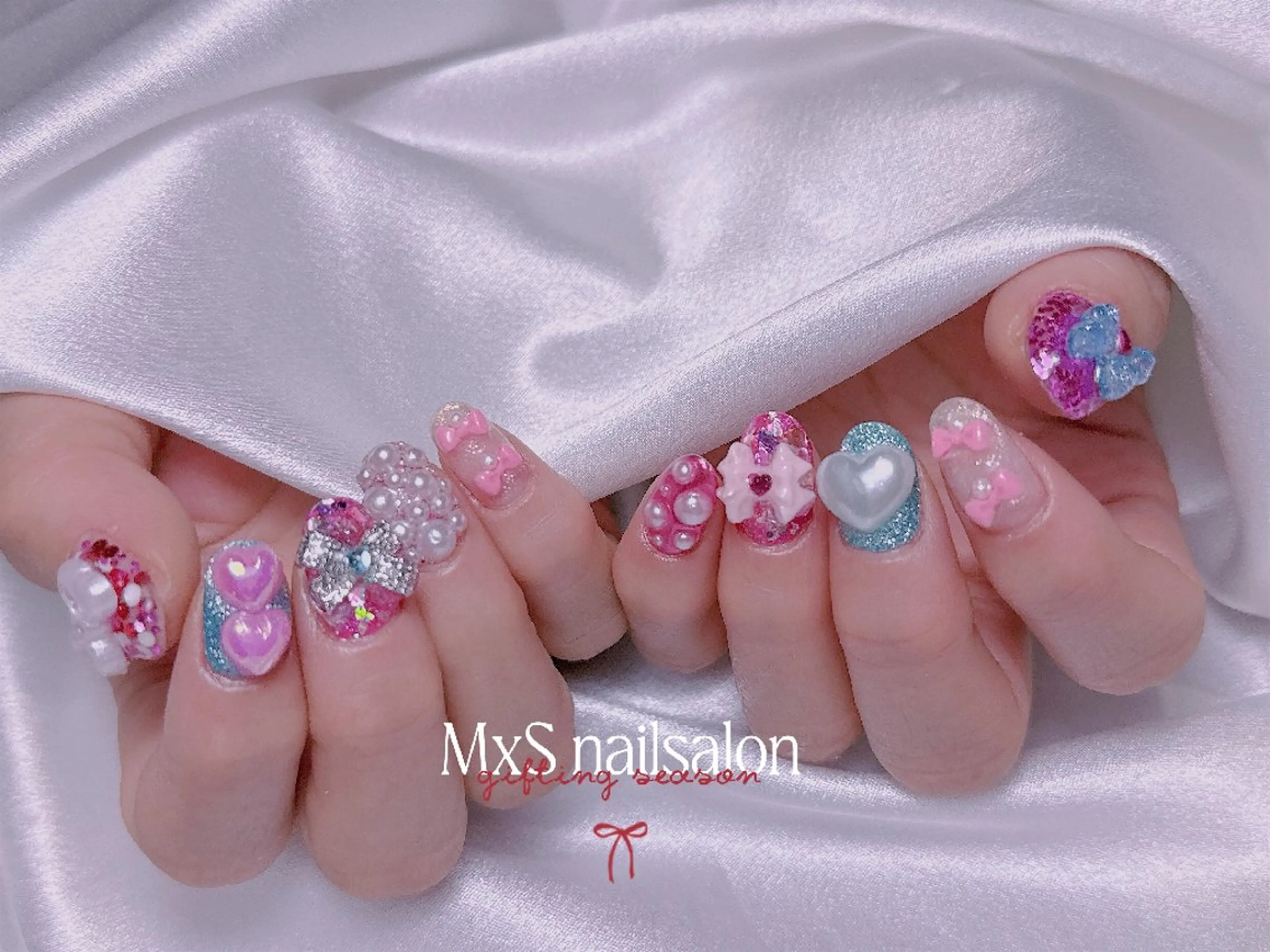 ネイル ジェルネイル 韓国ネイル マグネットネイル パラジェル バレンタイン ハンドネイル MxS Nail 【長さだし/フィルイン/マグネット/ワンホンネイル/韓国ネイル/パラジェル】所属・M×S Nail みなのネイルデザイン