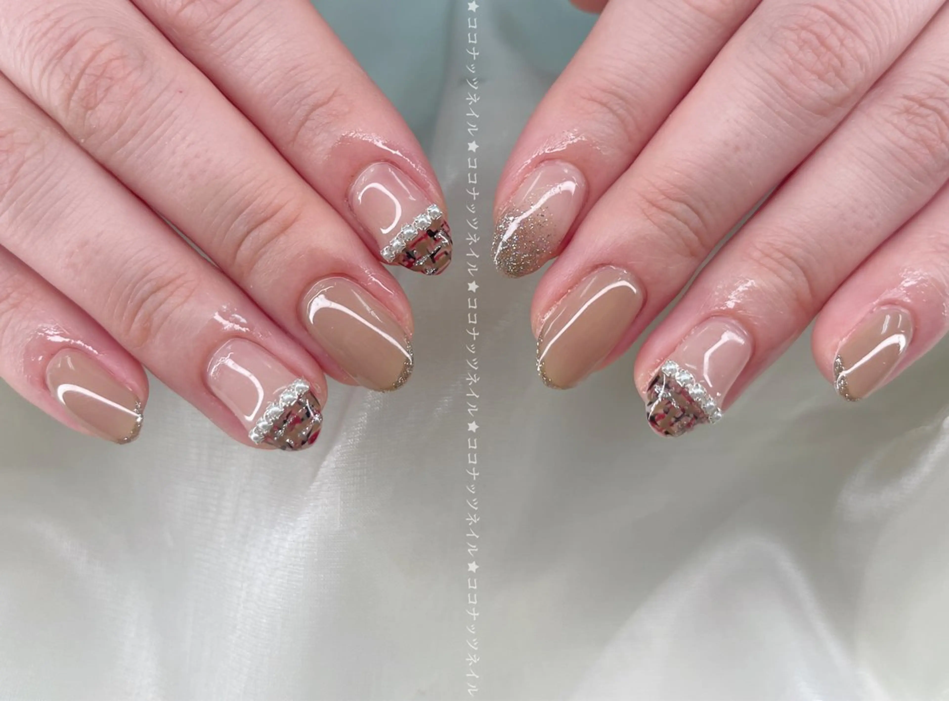 ネイル べっ甲ネイル フレンチネイル キラキラネイル マグネットネイル 大理石ネイル(マーブル) 神田 ココナッツのネイルデザイン