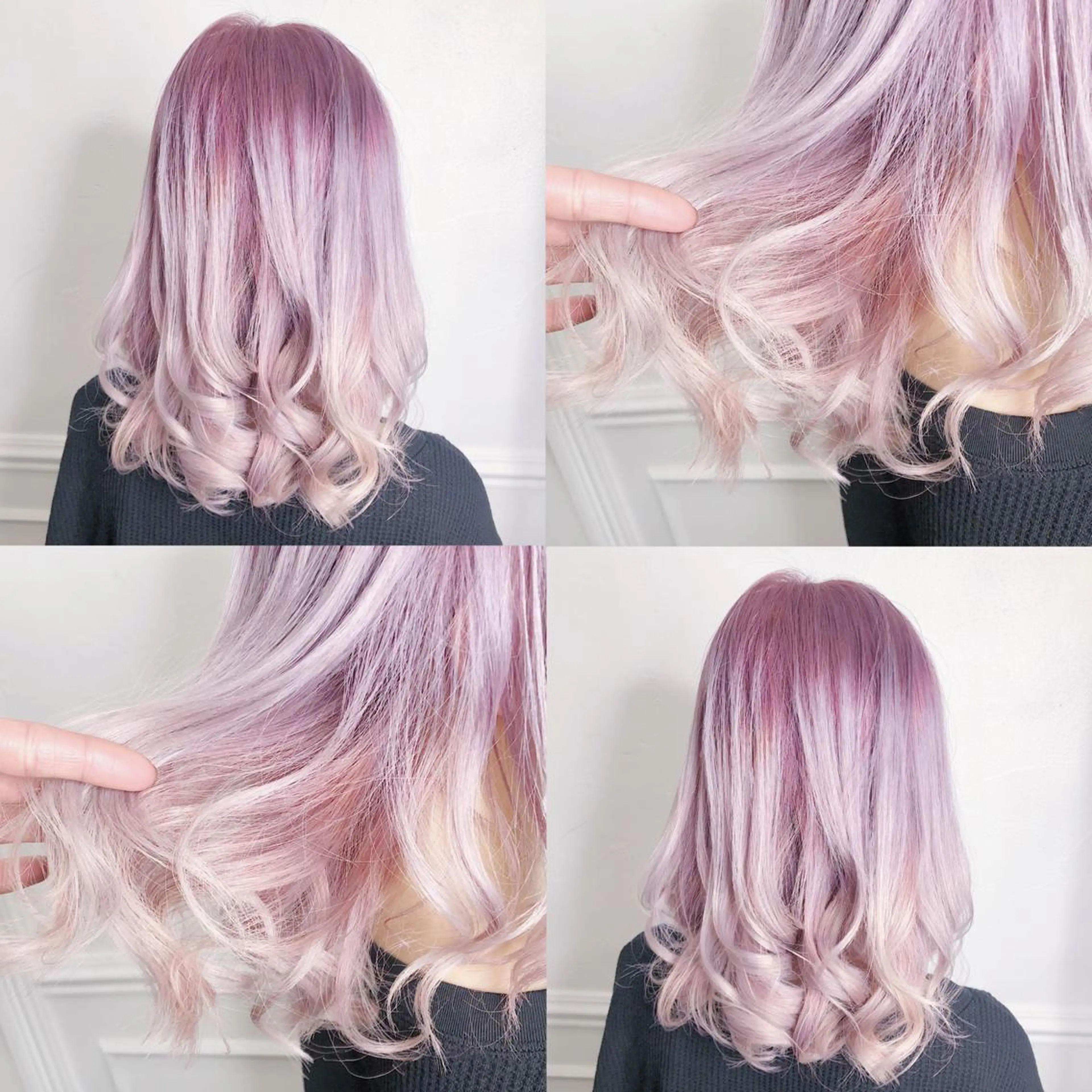 セミロング カラー ヘアアレンジ メンズ キッズ ピンクカラー ホワイトピンク ヘアカラー トリートメント ヘアセット 💟Chloe原宿店 🩶ハイトーンのヘアスタイル