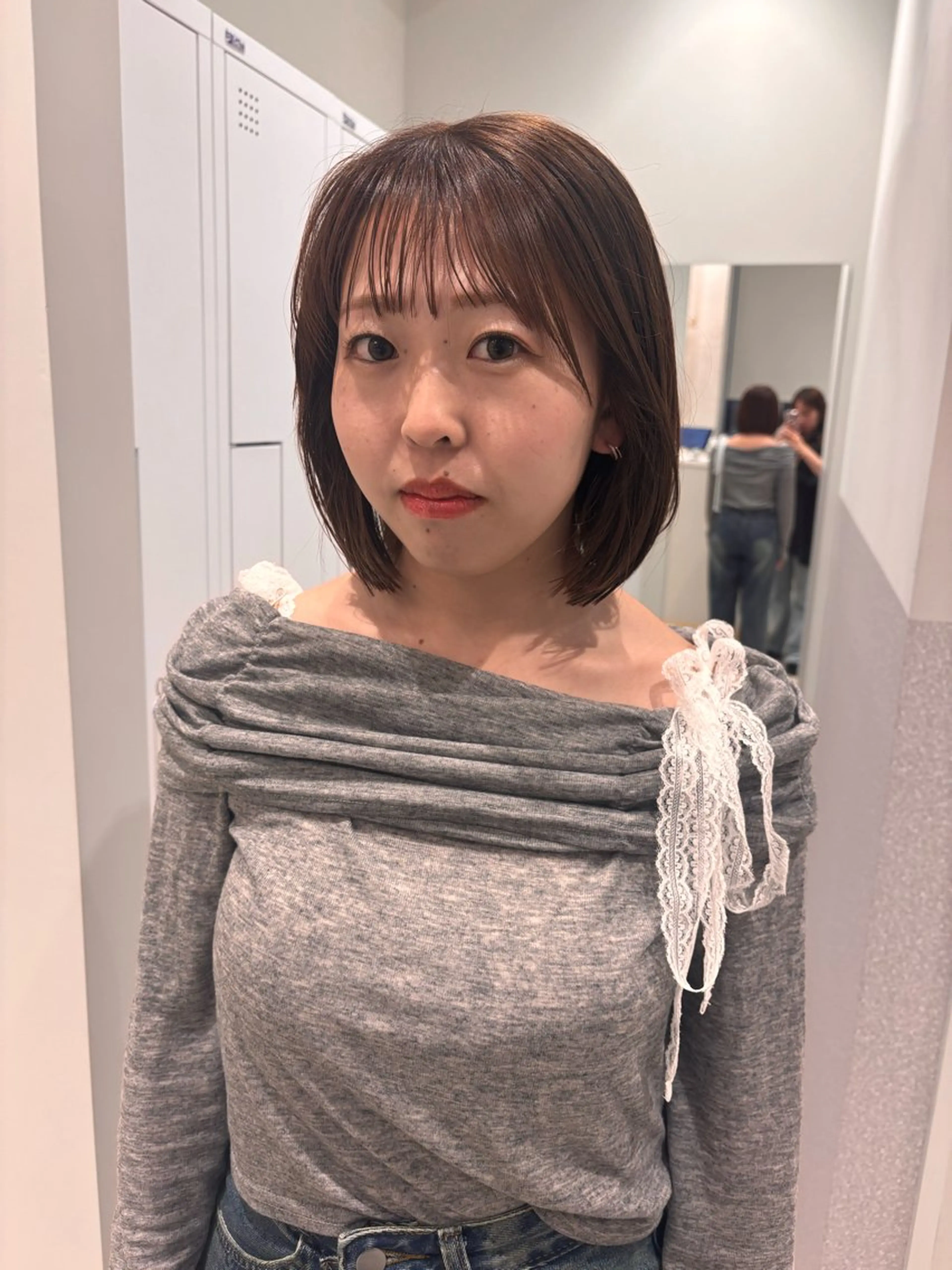 ミディアム カラー ベージュカラー ボブ salowin SHIBUYA me+店所属・kasumi/渋谷/ パーマのヘアスタイル