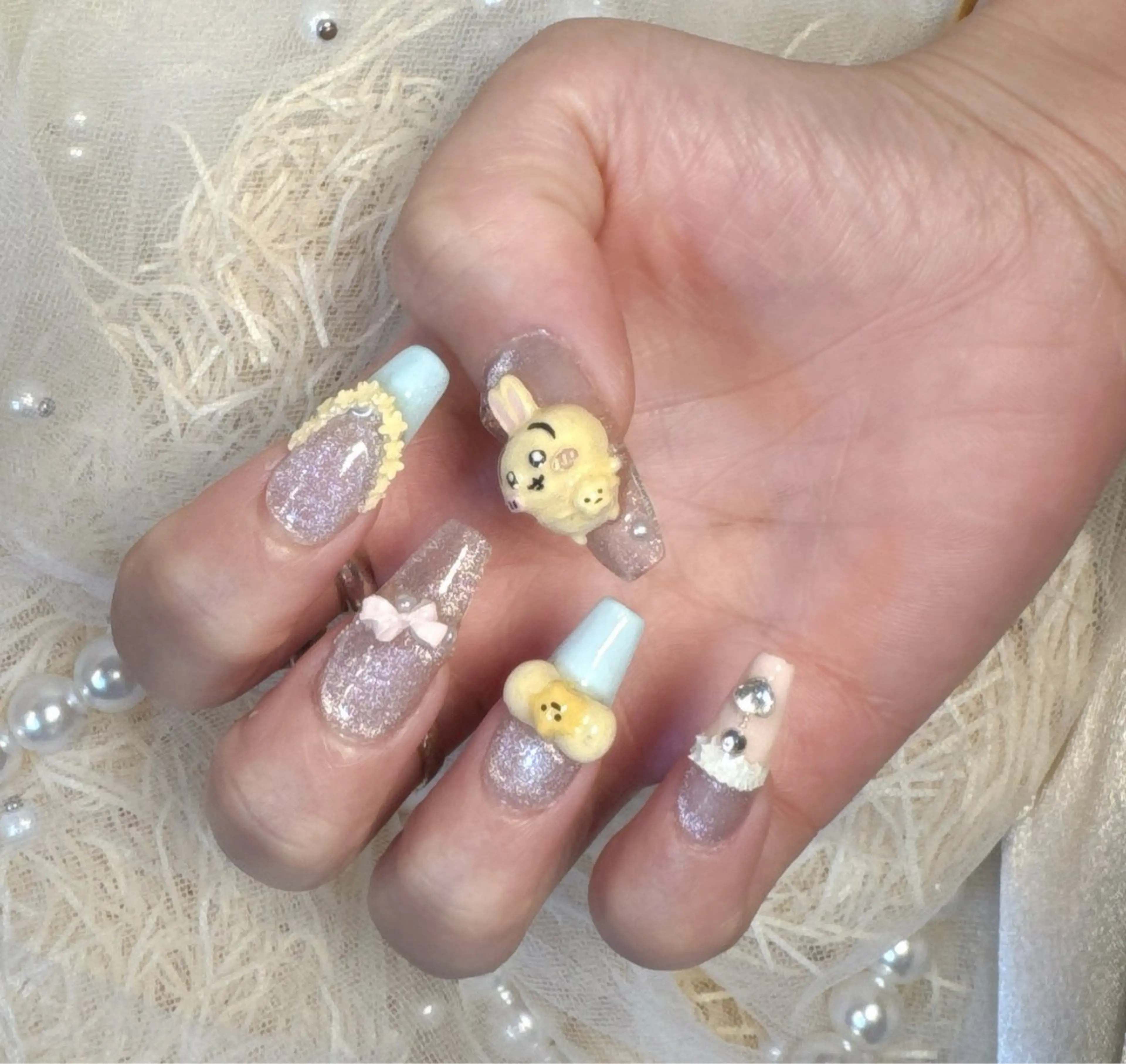 ネイル アートネイル キラキラネイル 韓国ネイル 持ち込み リセス 高田馬場のネイルデザイン