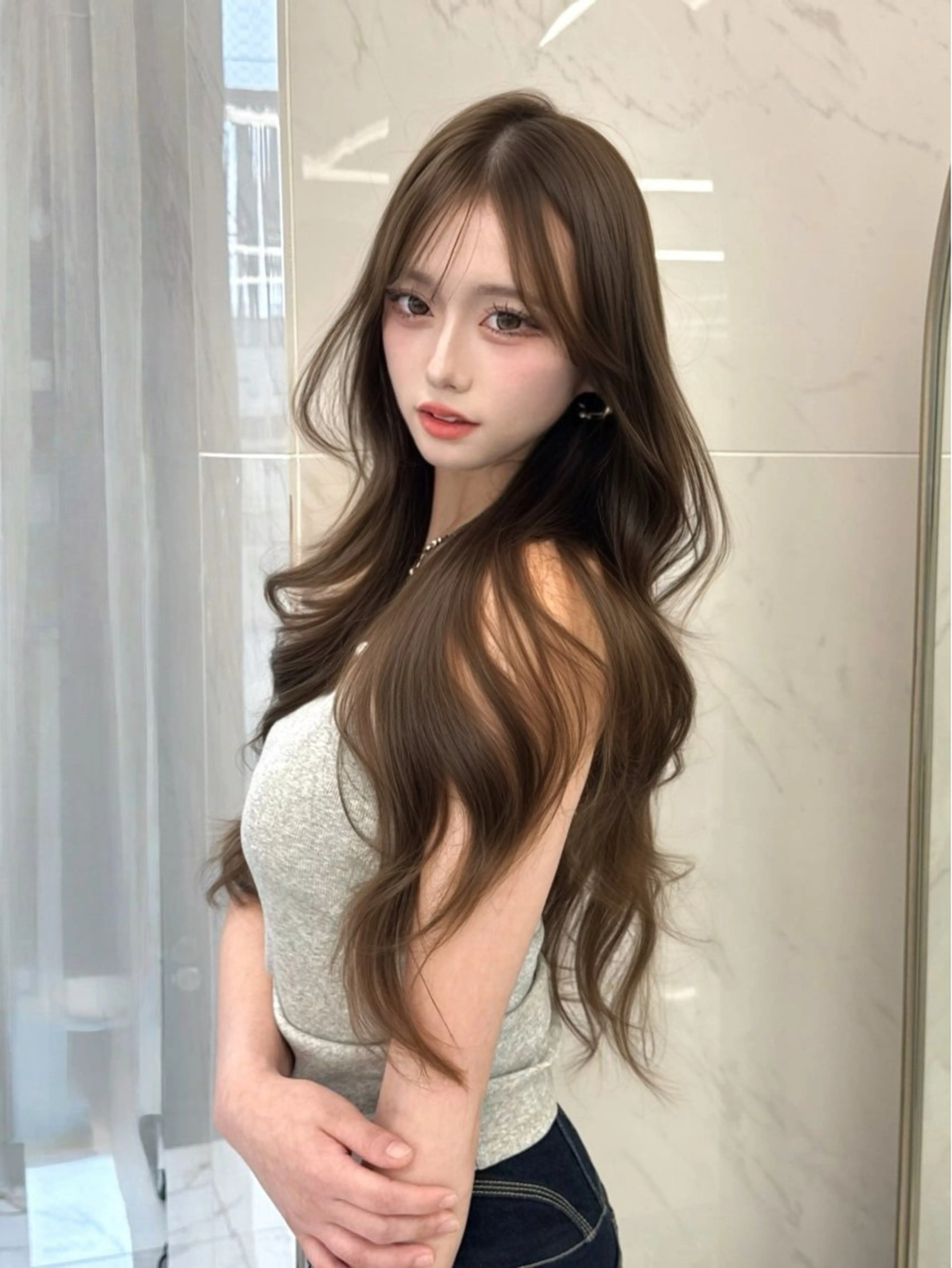 ロング 韓国風ヘア kiti Sakaeのヘアスタイル