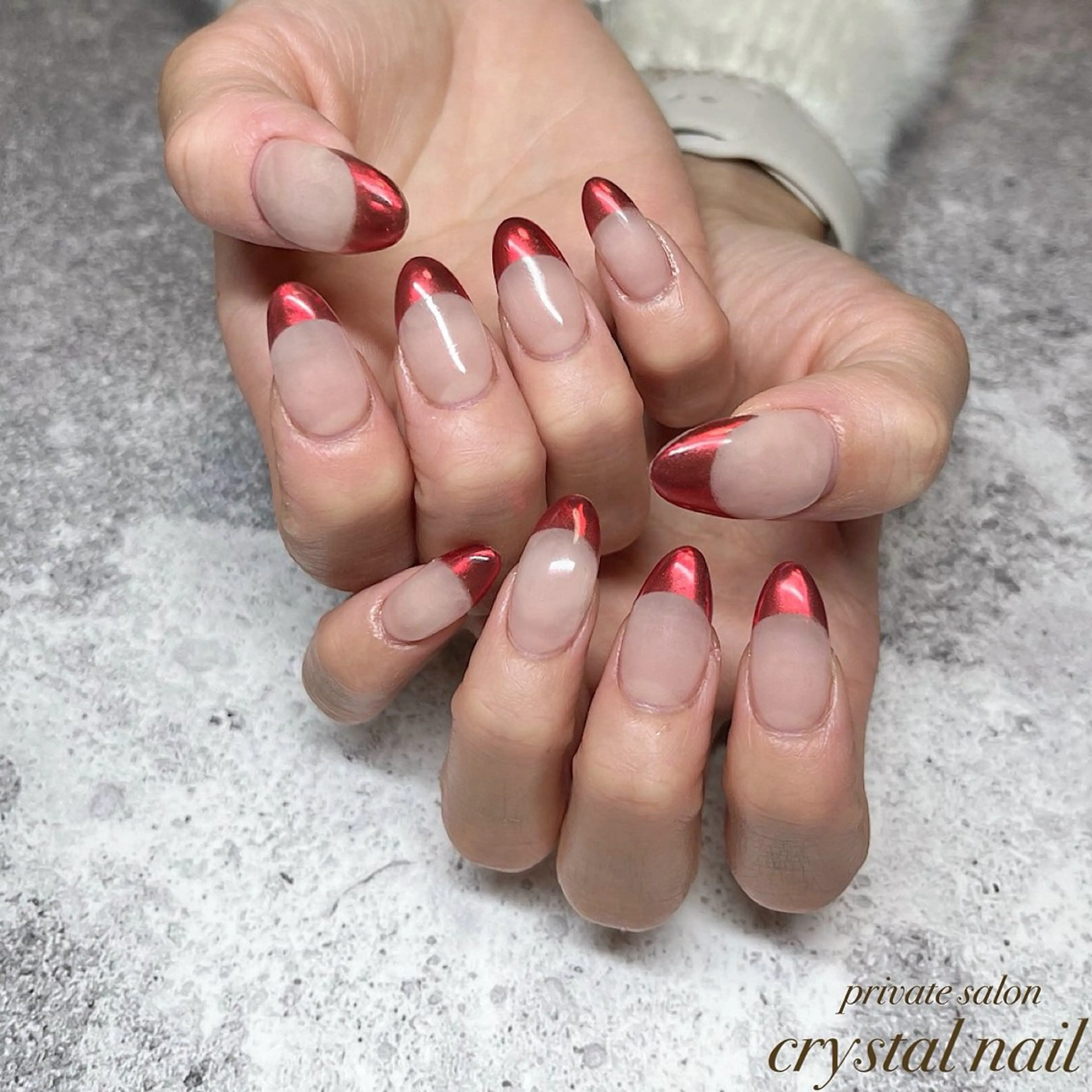 ネイル フレンチネイル ミラーネイル Crystal Nailのネイルデザイン