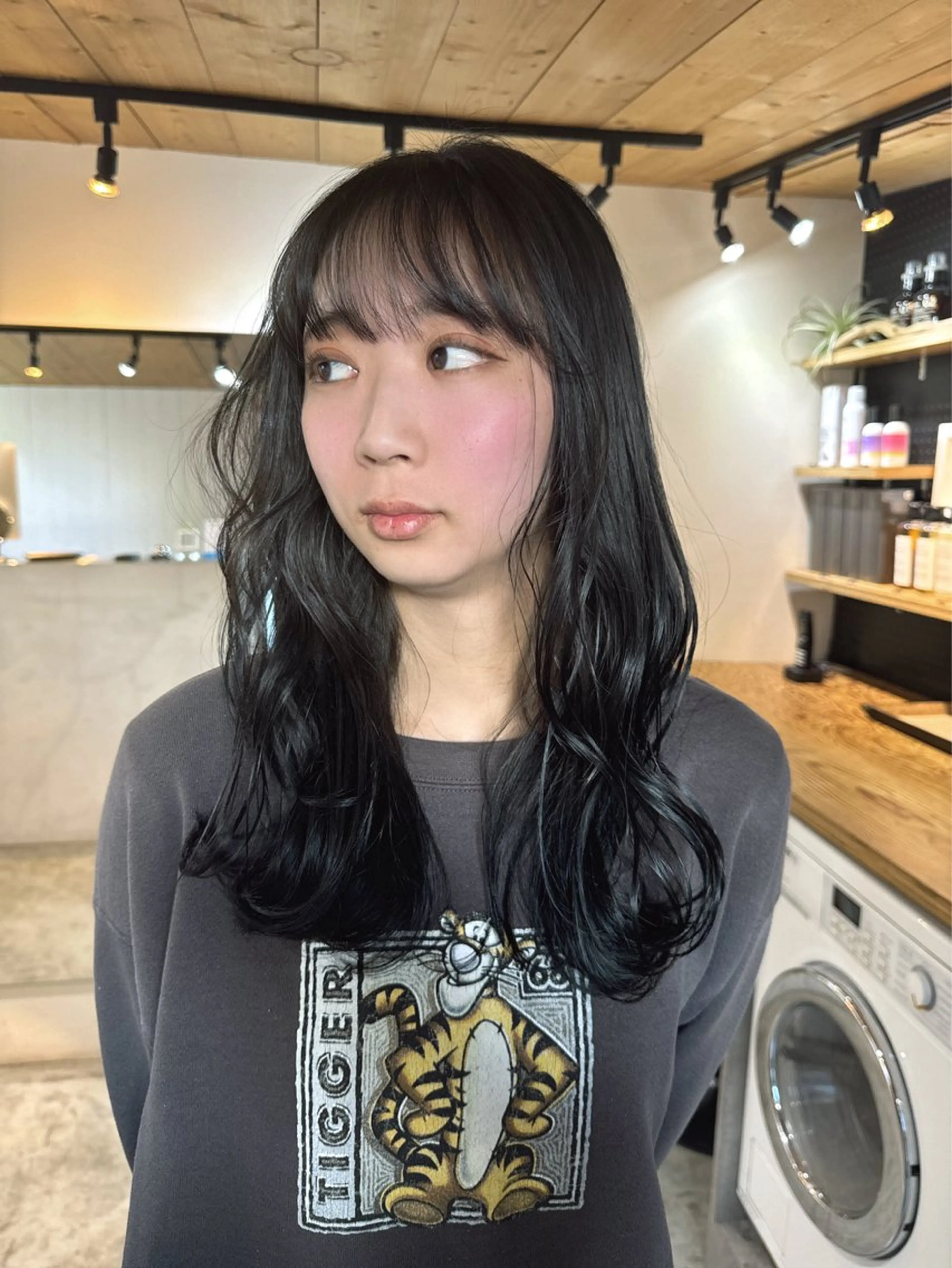 セミロング ボブ くびれヘア ハイライト 髪質改善 韓国風ヘア カット ヘアカラー トリートメント Rico / bob/グレージュのヘアスタイル