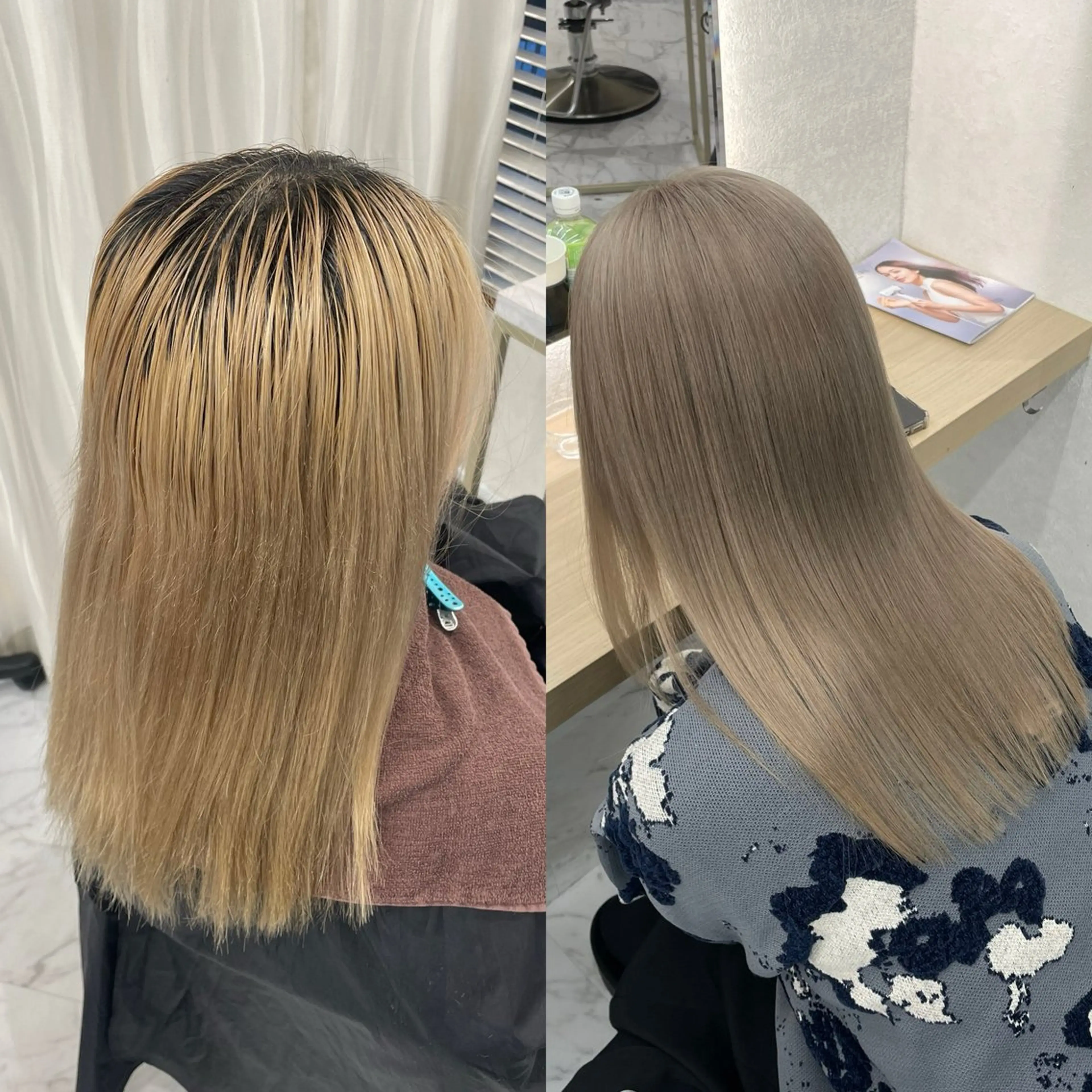 ミディアム カラー カット ヘアカラー トリートメント youres hair 新宿3丁目店所属・🍫ハイトーン✖︎ 髪質改善🍫柴田のヘアスタイル