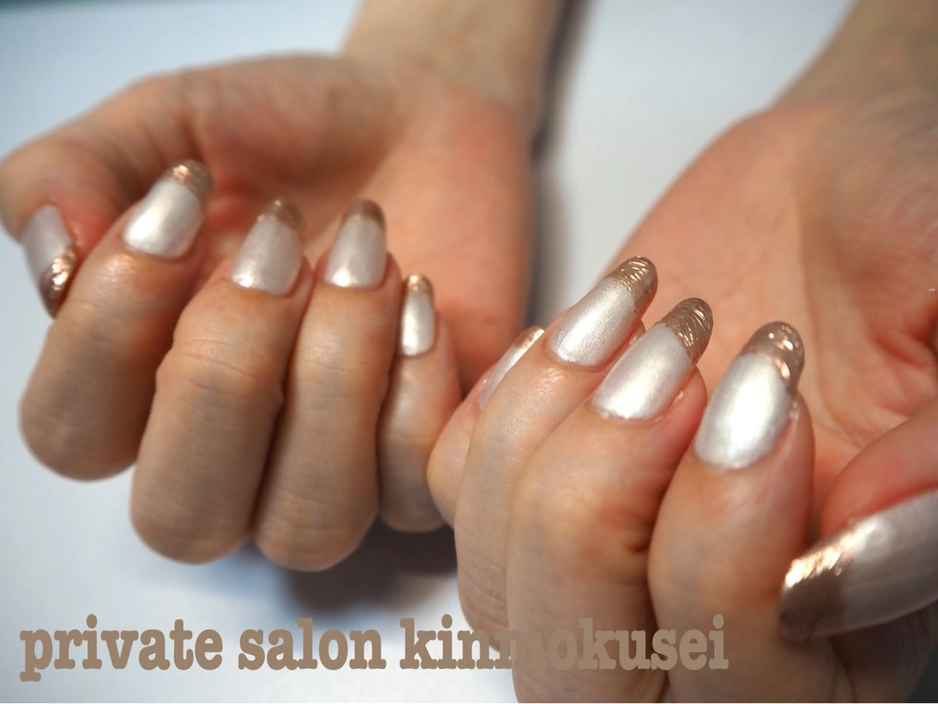 ネイル フレンチネイル ミラーネイル ハンドネイル nail salon kinmokuseiのネイルデザイン