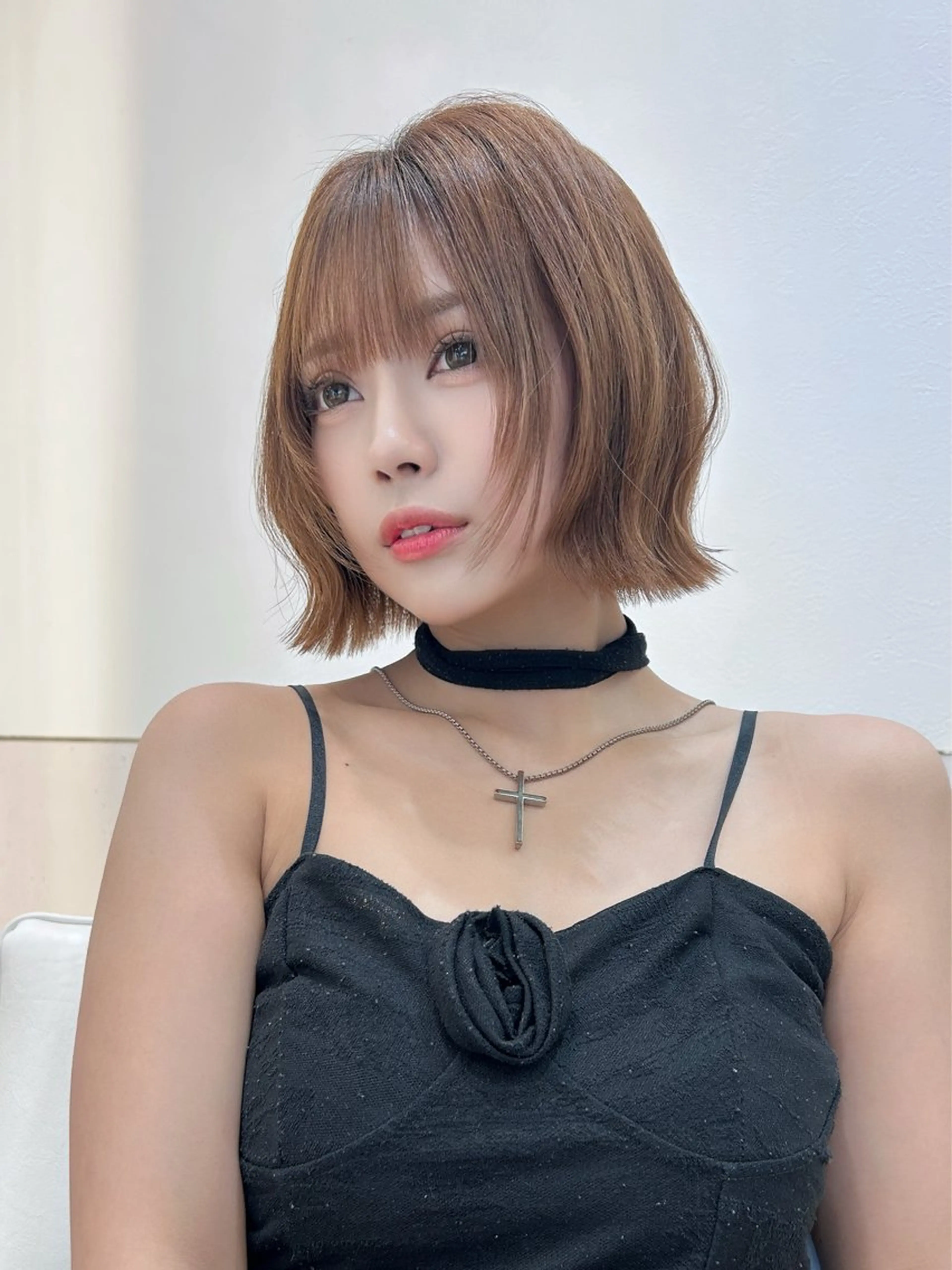 ショート ボブレイヤー ボブ くびれヘア 顔まわりレイヤー 顔周りカット カット ヘアカラー トリートメント ボブ/レイヤーボブ/ 髪質改善/梶川 夏季のヘアスタイル