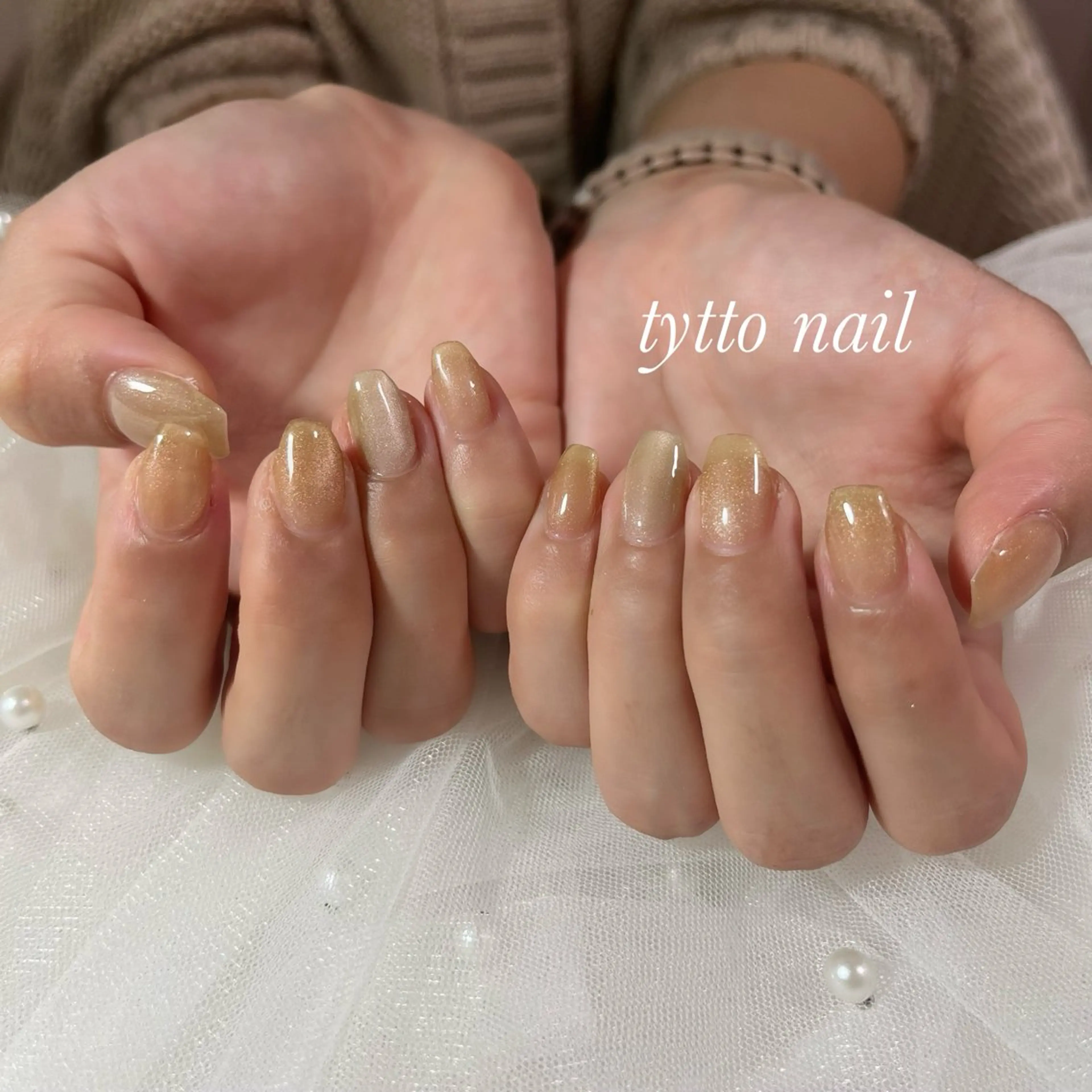 ネイル ブラウン フレンチネイル 韓国ネイル マグネットネイル ワンカラーネイル tytto nail ❤︎‪‪eri‪‪のネイルデザイン