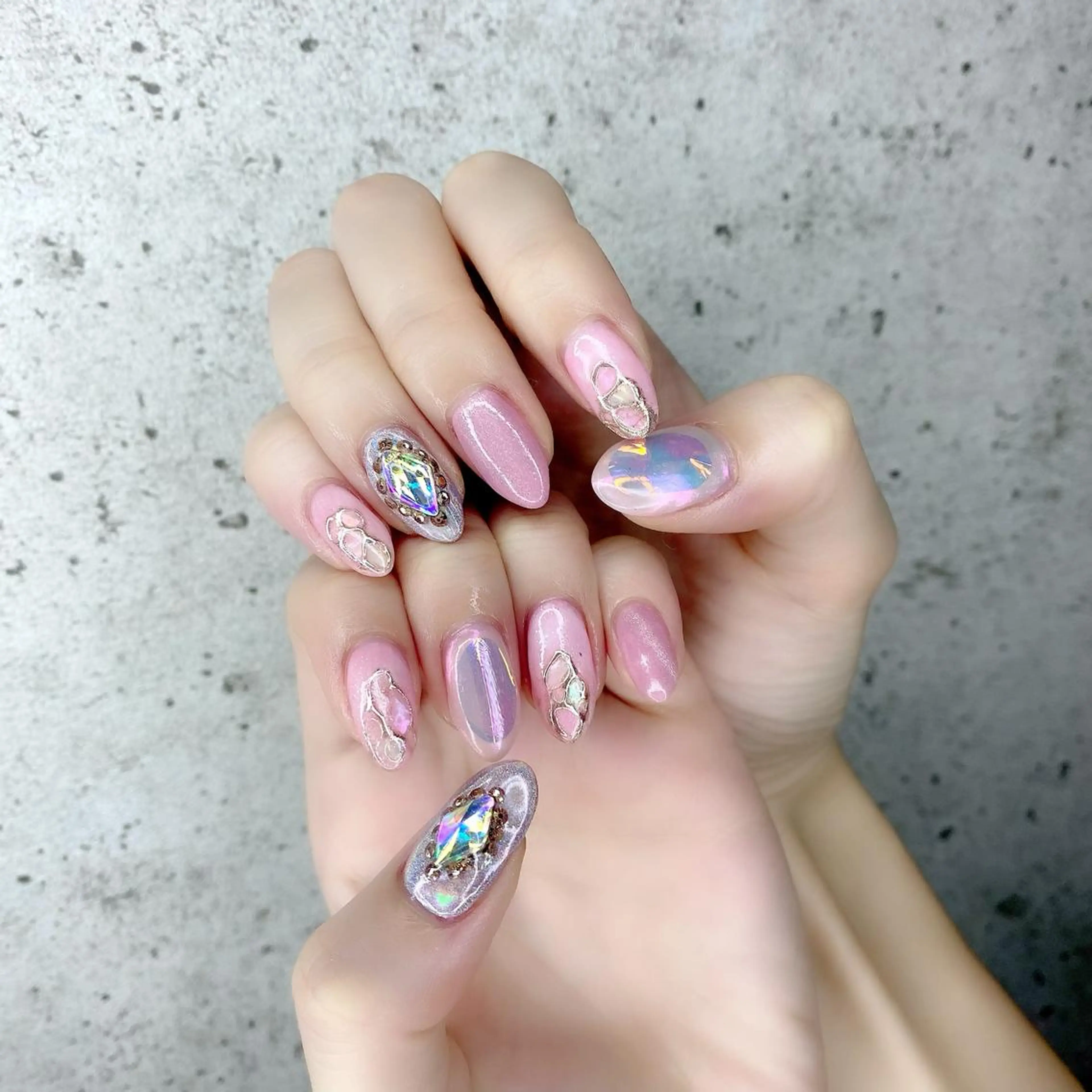 ロング カラー パーマ ヘアアレンジ メンズ キッズ ネイル マツエク・マツパ アイブロウ メンズ韓国風 ピンクカラー ユニコーンカラー カラーマツエク 韓国風マツエク ハンドネイル Salon Kのネイルデザイン