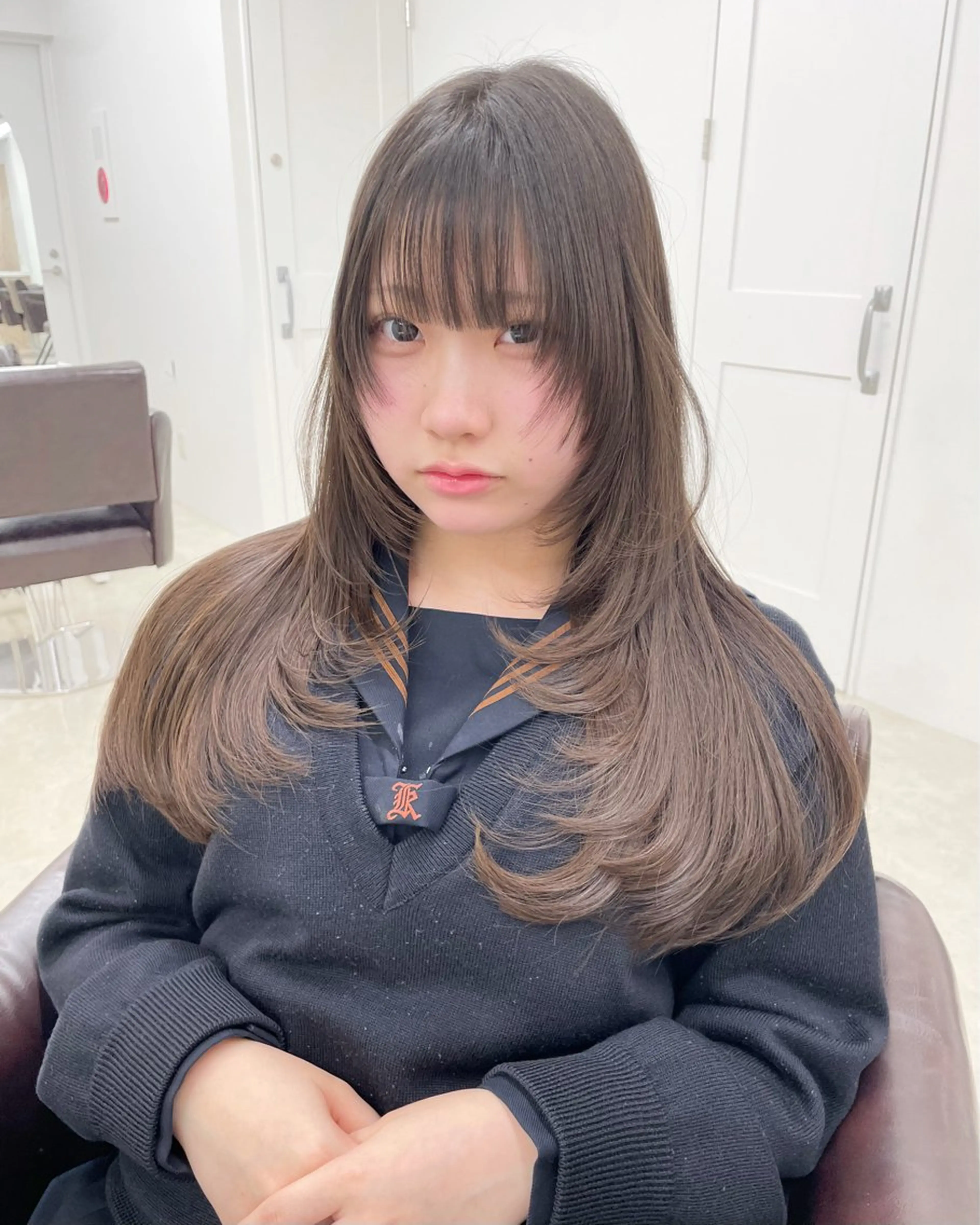 ロング カラー カット ヘアカラー トリートメント ヘアセット 新宿/韓国ヘア/ 髪質改善ストレートのヘアスタイル