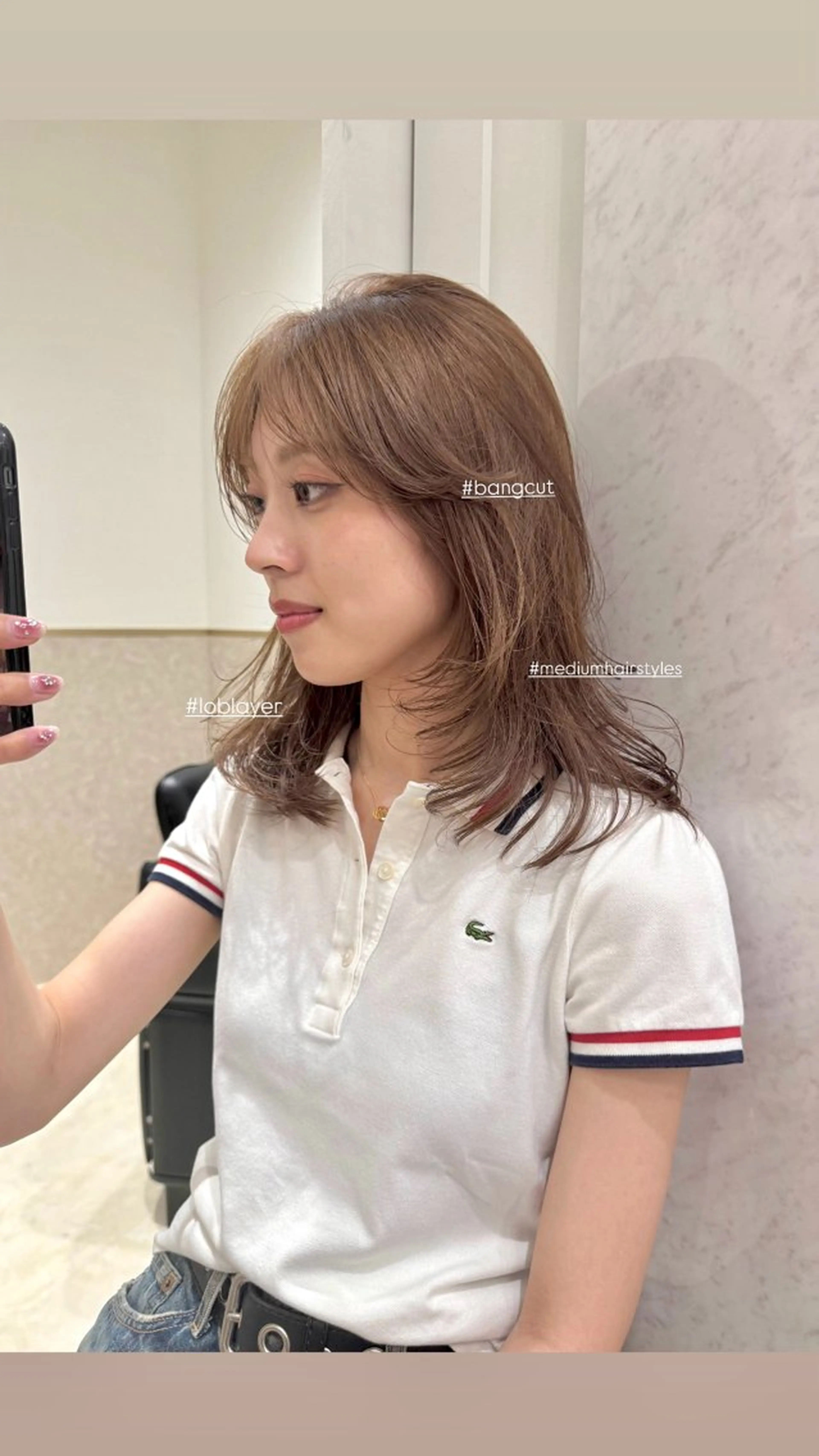 ミディアム ヘアカラー 捺葵 @72tomi__のヘアスタイル