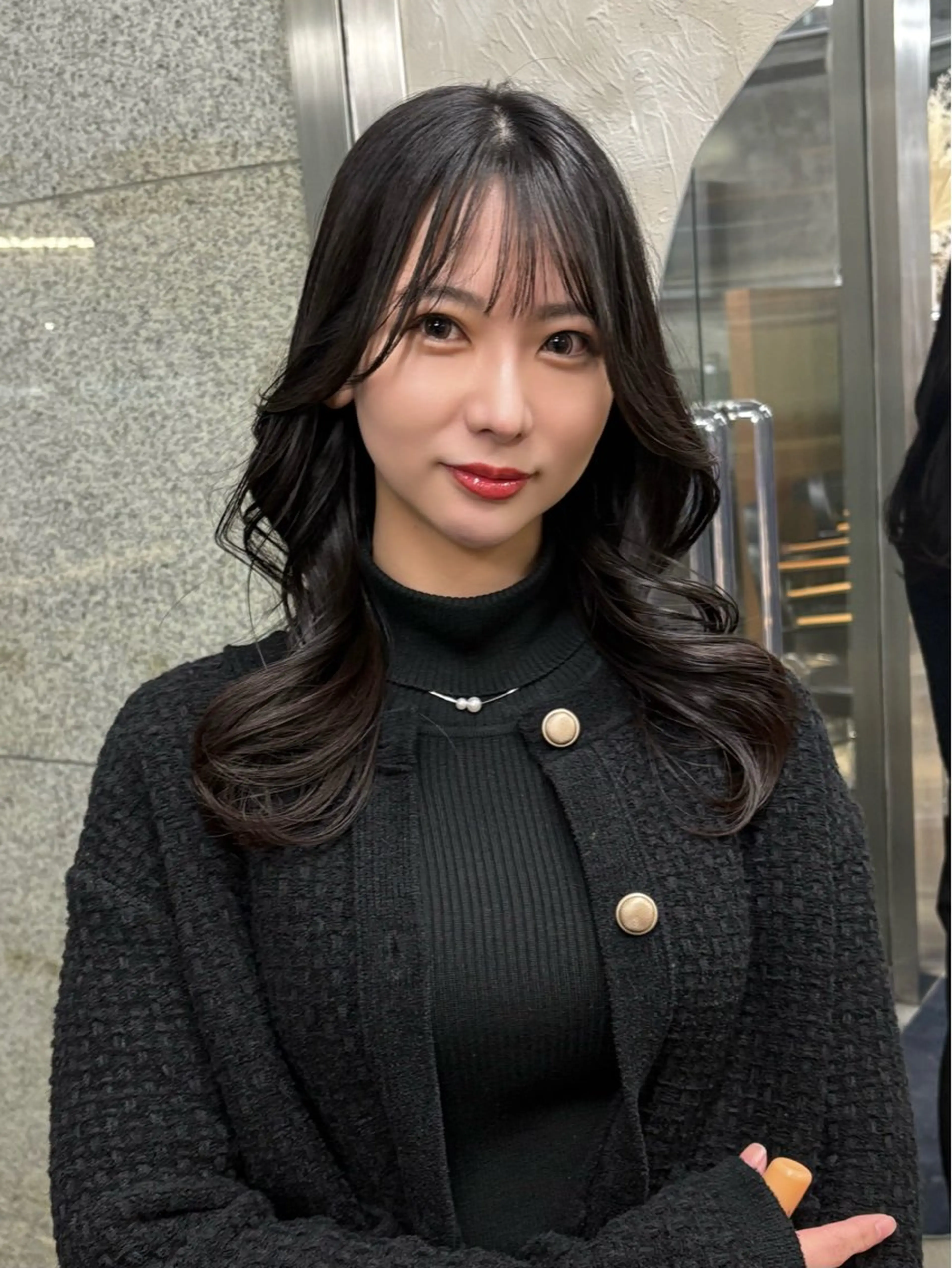 セミロング カラー カット ヘアカラー ハイライト、レイヤー カット/西梅田/中西のヘアスタイル