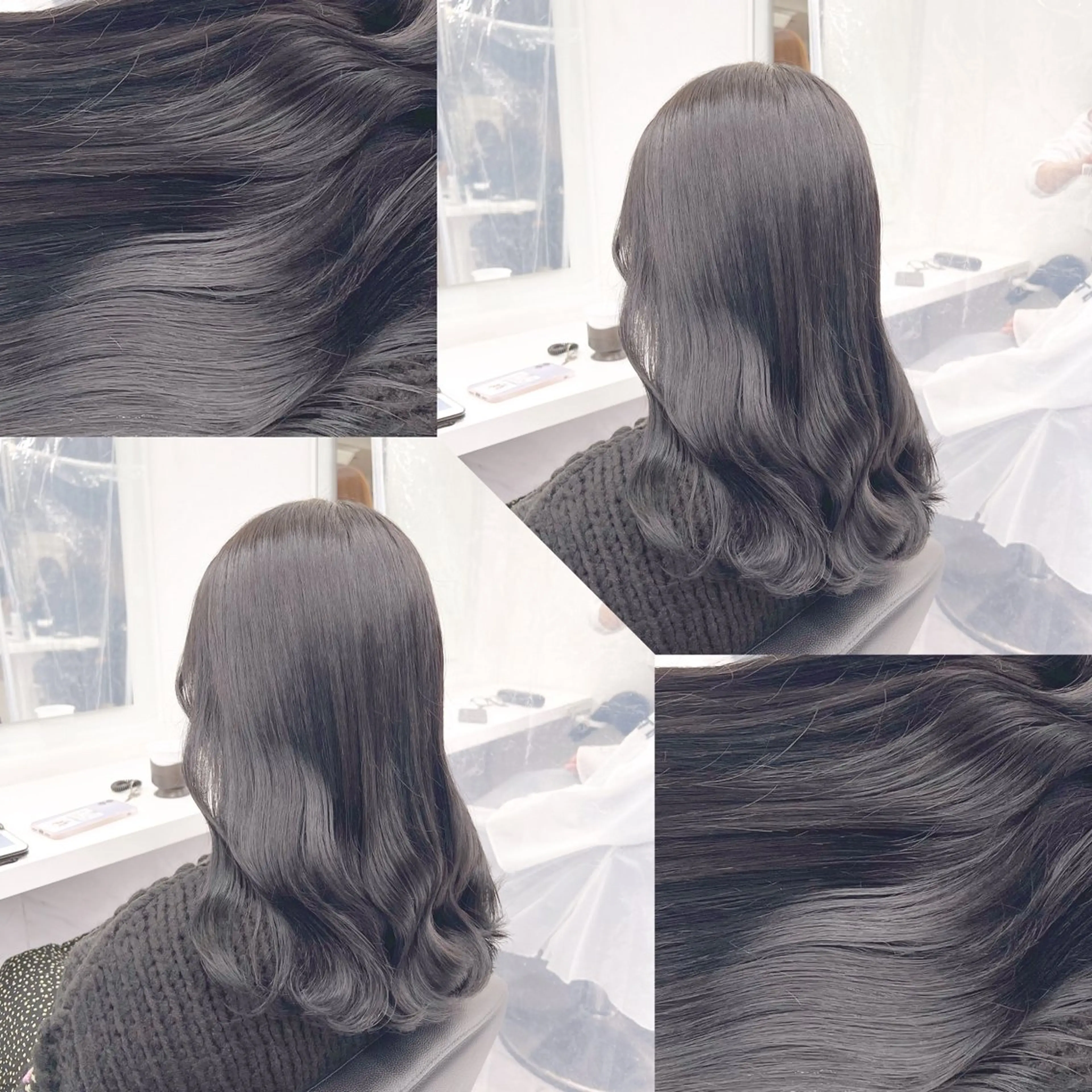 セミロング カラー ヘアアレンジ カット ヘアカラー トリートメント ヘッドスパ ヘアセット 韓国風ベージュ🤎 赤みなし🌿横浜🤎のヘアスタイル