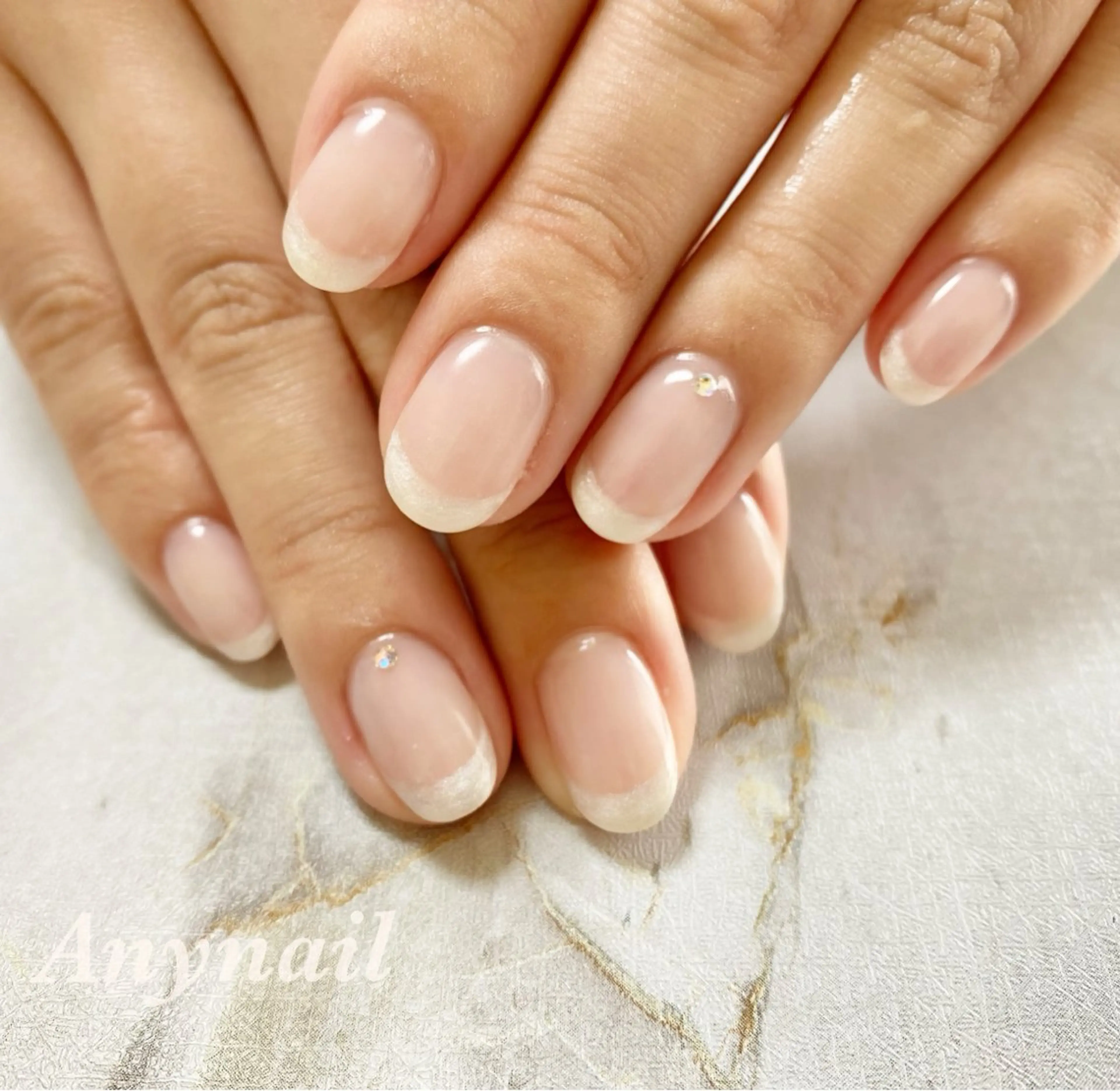 ネイル ブルー フレンチネイル ホワイト 岩澤 恵子のネイルデザイン