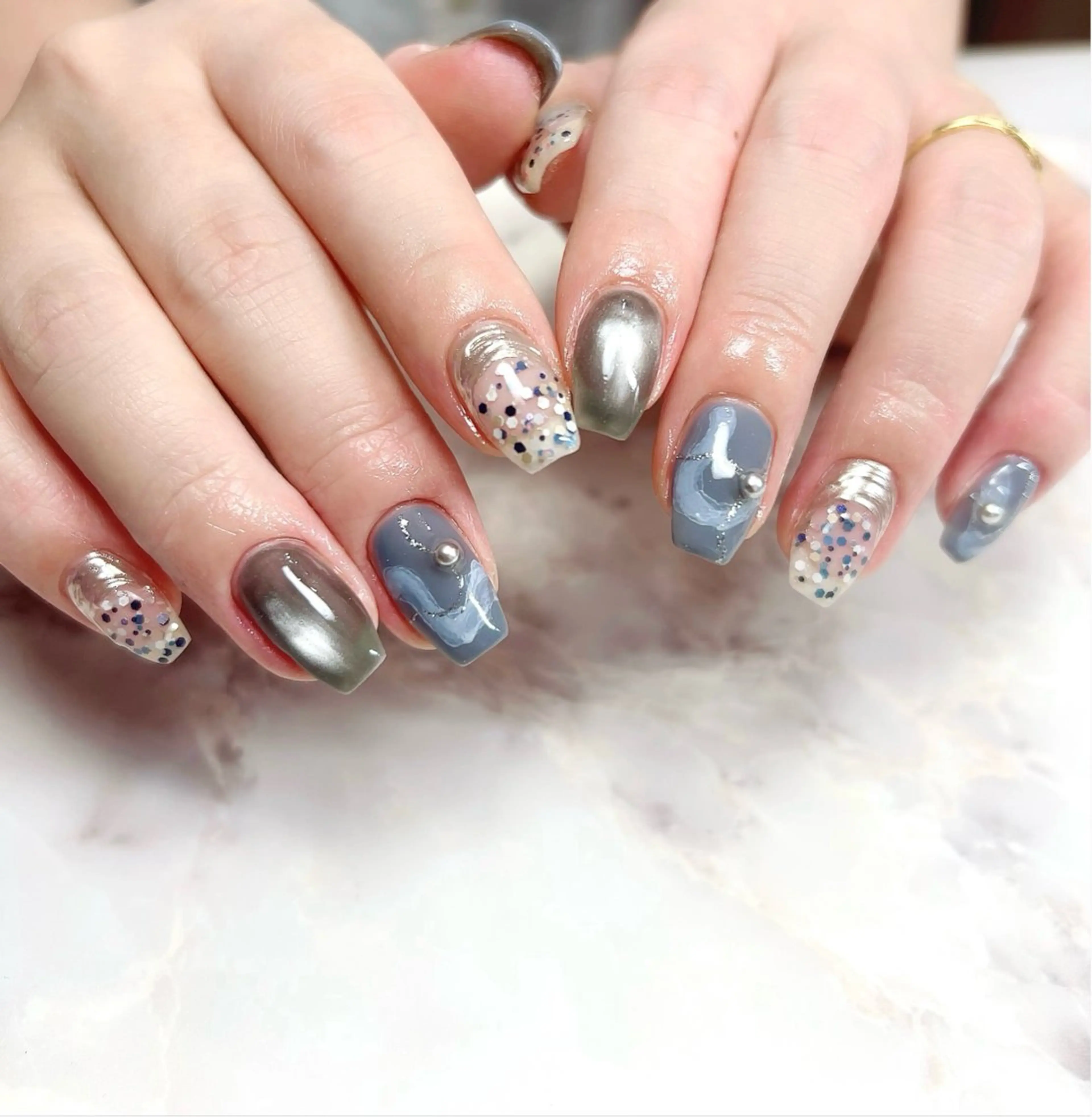 ミディアム ハンドネイル cattleya nailのネイルデザイン