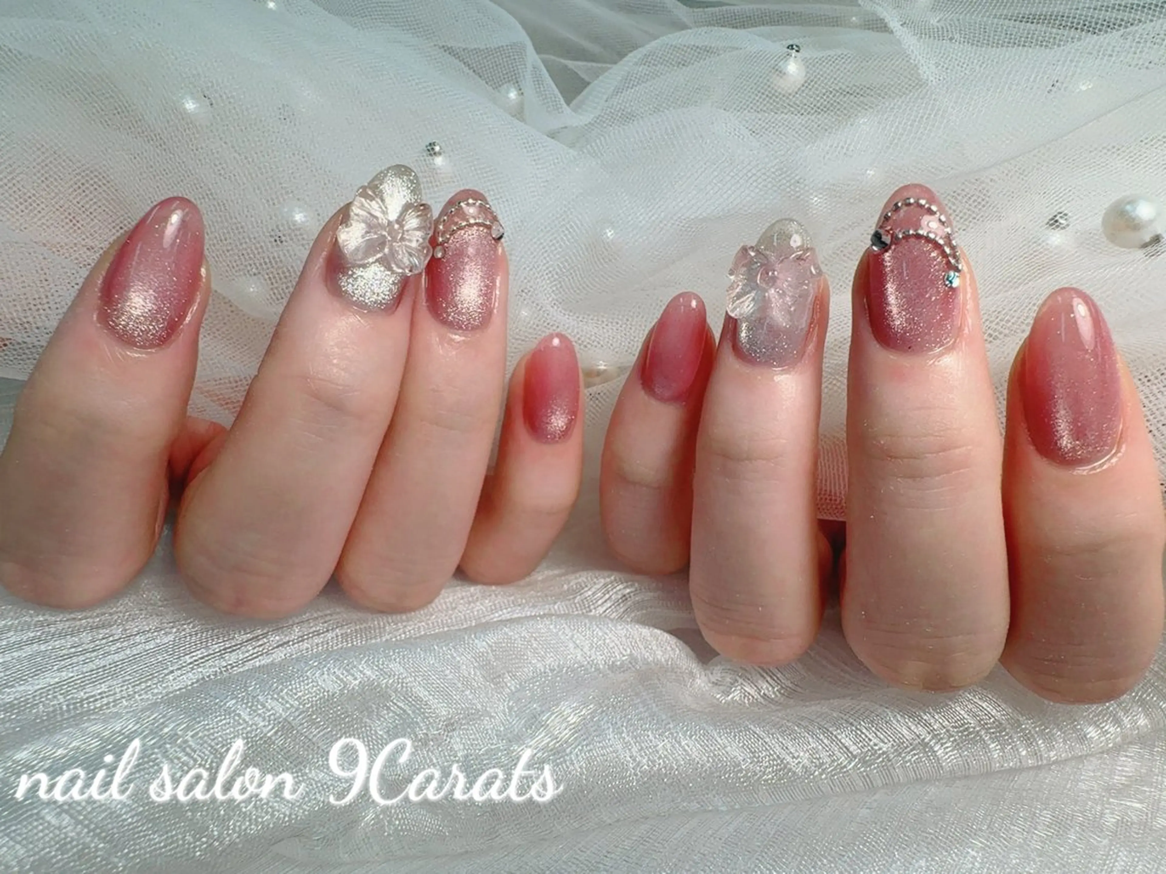 ネイル アートネイル チークネイル フットネイル フレンチネイル ガラスフレンチ ハンドネイル ネイルサロン 9Carats神田のネイルデザイン