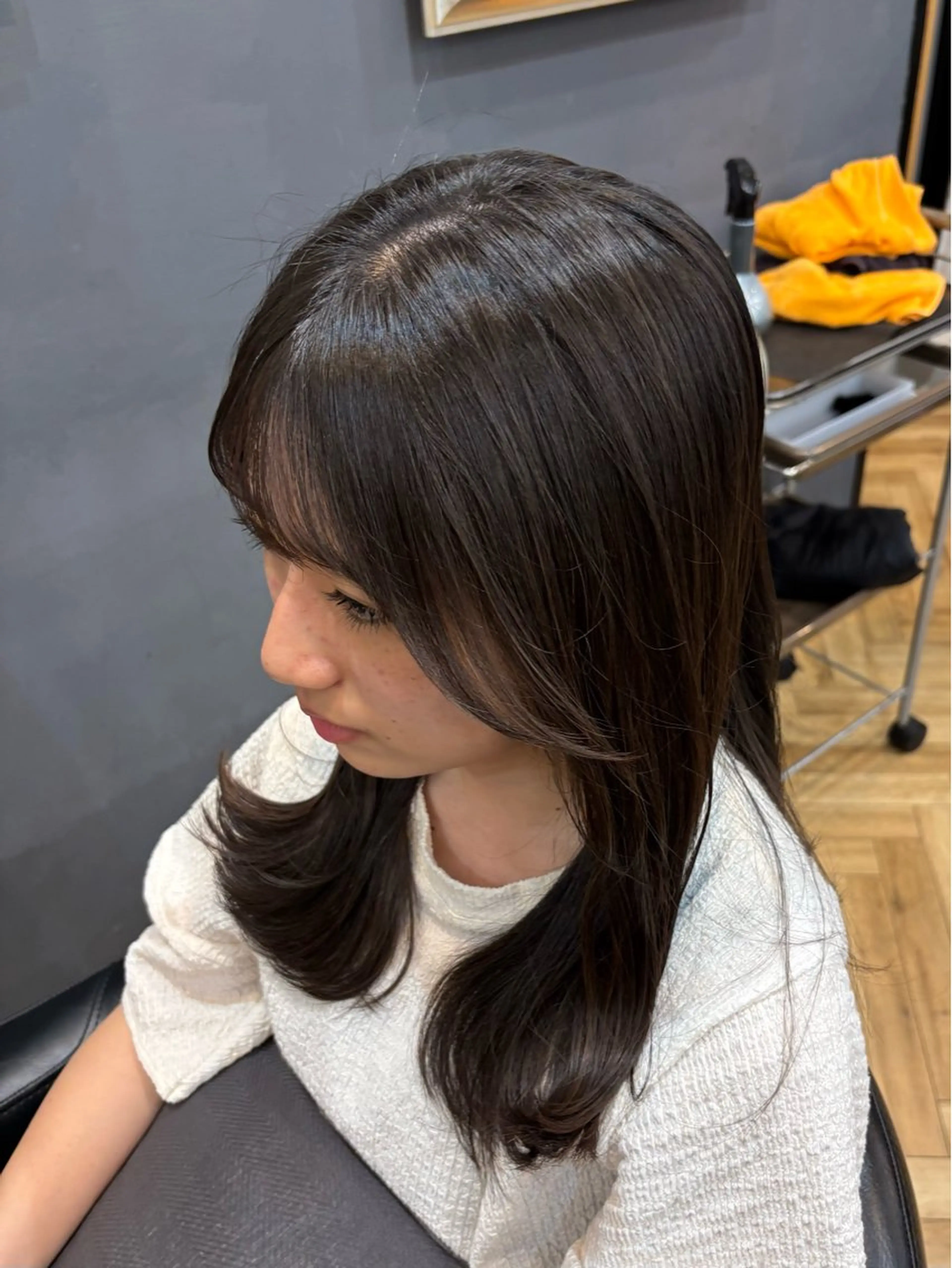 セミロング 小顔カット 鎌取/透明感カラー /ボブ/顔まわりのヘアスタイル