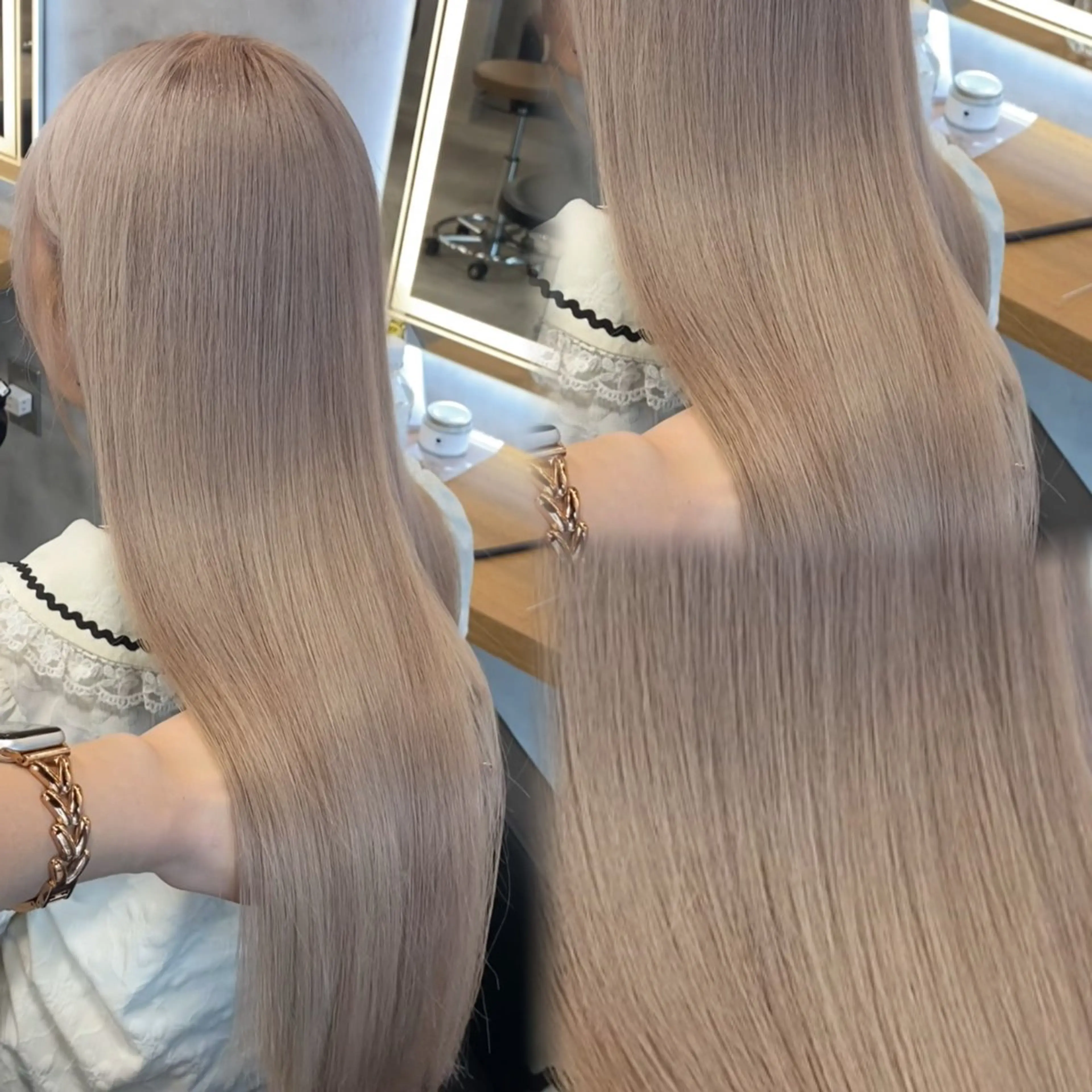 ロング カラー ヘアカラー トリートメント ヘッドスパ ヘアセット 淡色/ワンホンヘア 🤍MINORIのヘアスタイル