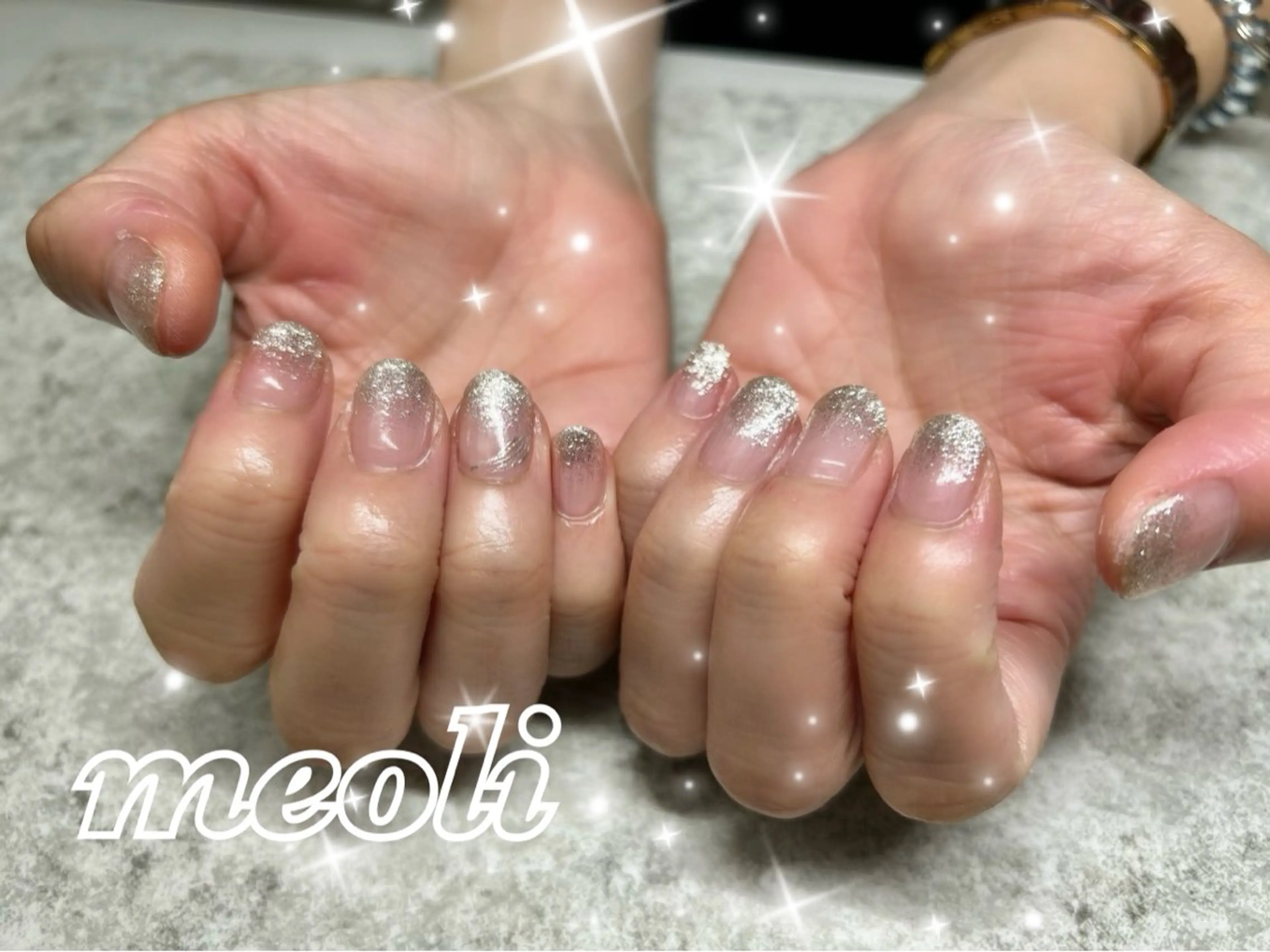 ネイル アートネイル グラデーション ラメ(グリッター) ラメグラデーション ミラーネイル ハンドネイル nail salon meoli アヤのネイルデザイン