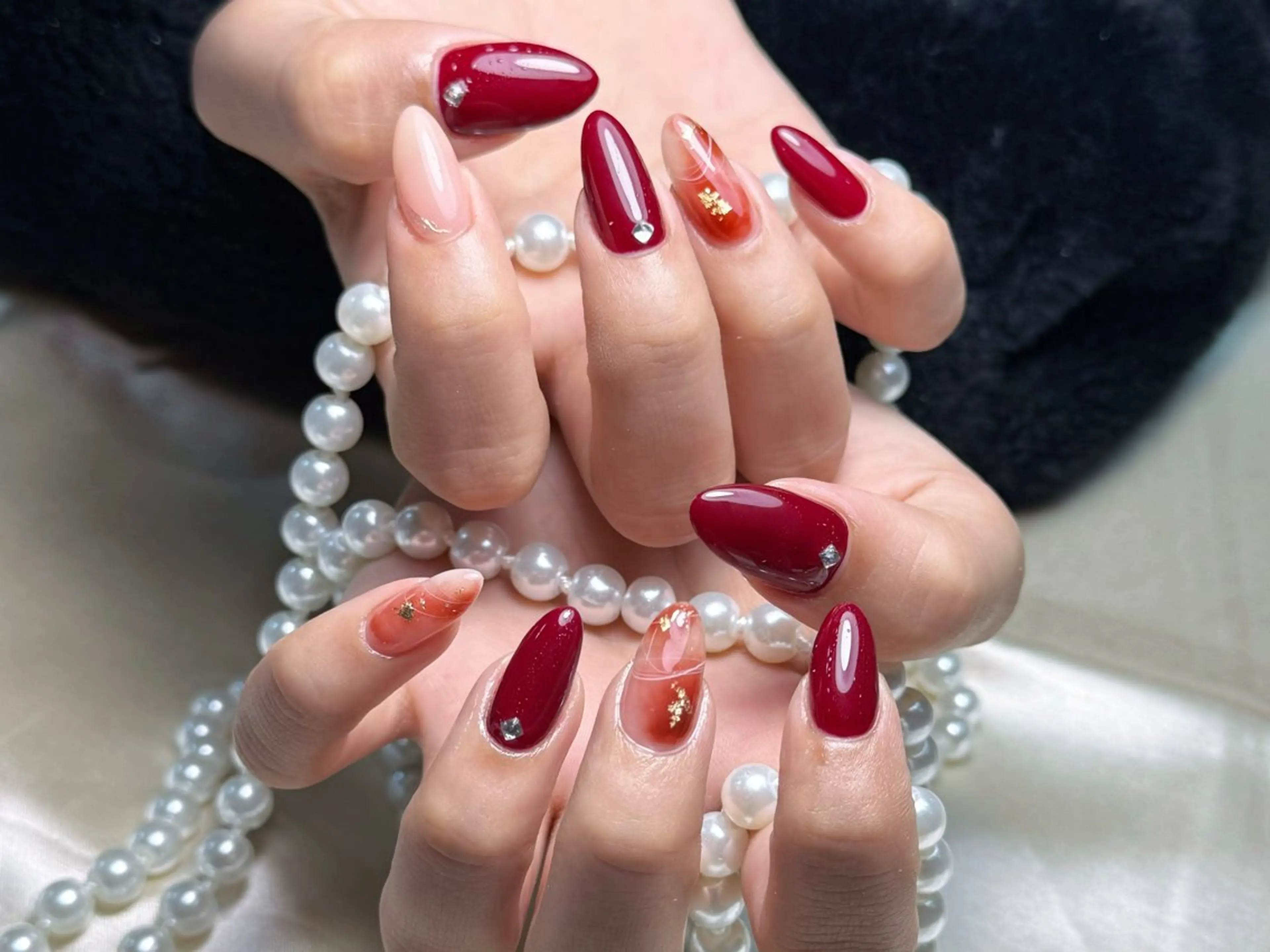 ネイル アートネイル オーロラネイル チークネイル フレンチネイル ガラスフレンチ ハンドネイル 🎀🎀YooLi Nail Salonのネイルデザイン