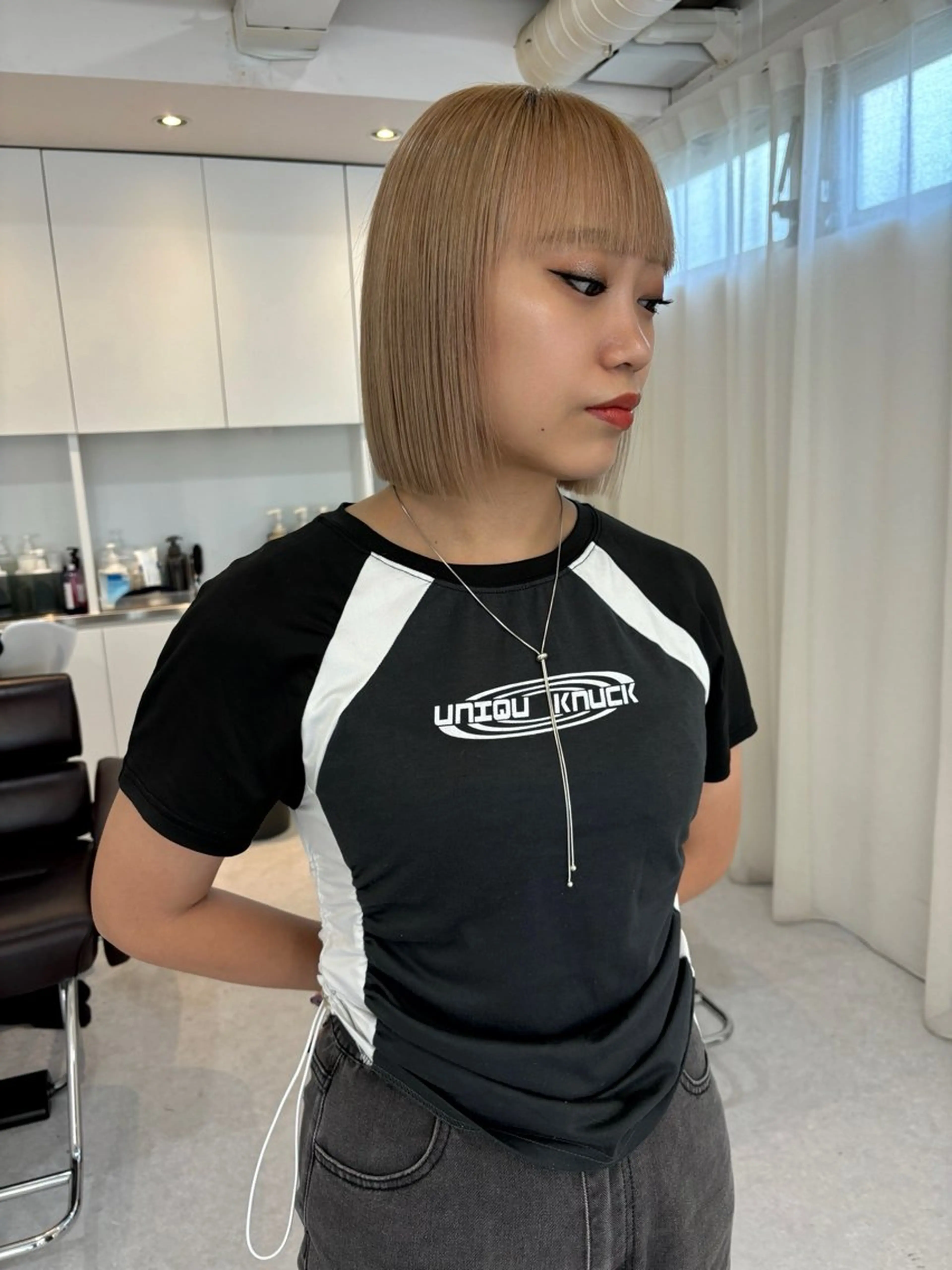 ショート ボブ 髪質改善 ワイドバング カット トリートメント masa/ボブ特化/ ぷつっとボブのヘアスタイル