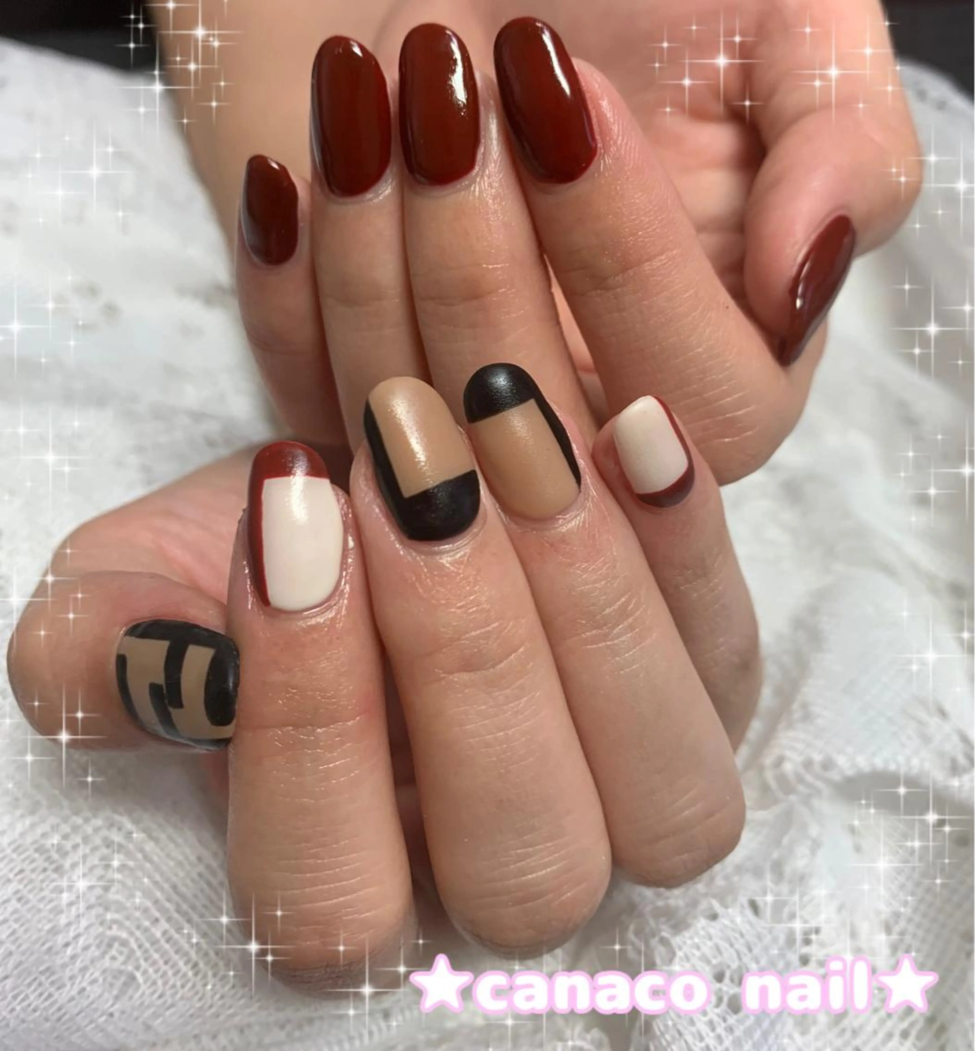 ネイル アートネイル ボルドー ジェルネイル マットネイル パラジェル ハンドネイル ハンドケア Felice所属・ベテランネイル cnc  nailのネイルデザイン