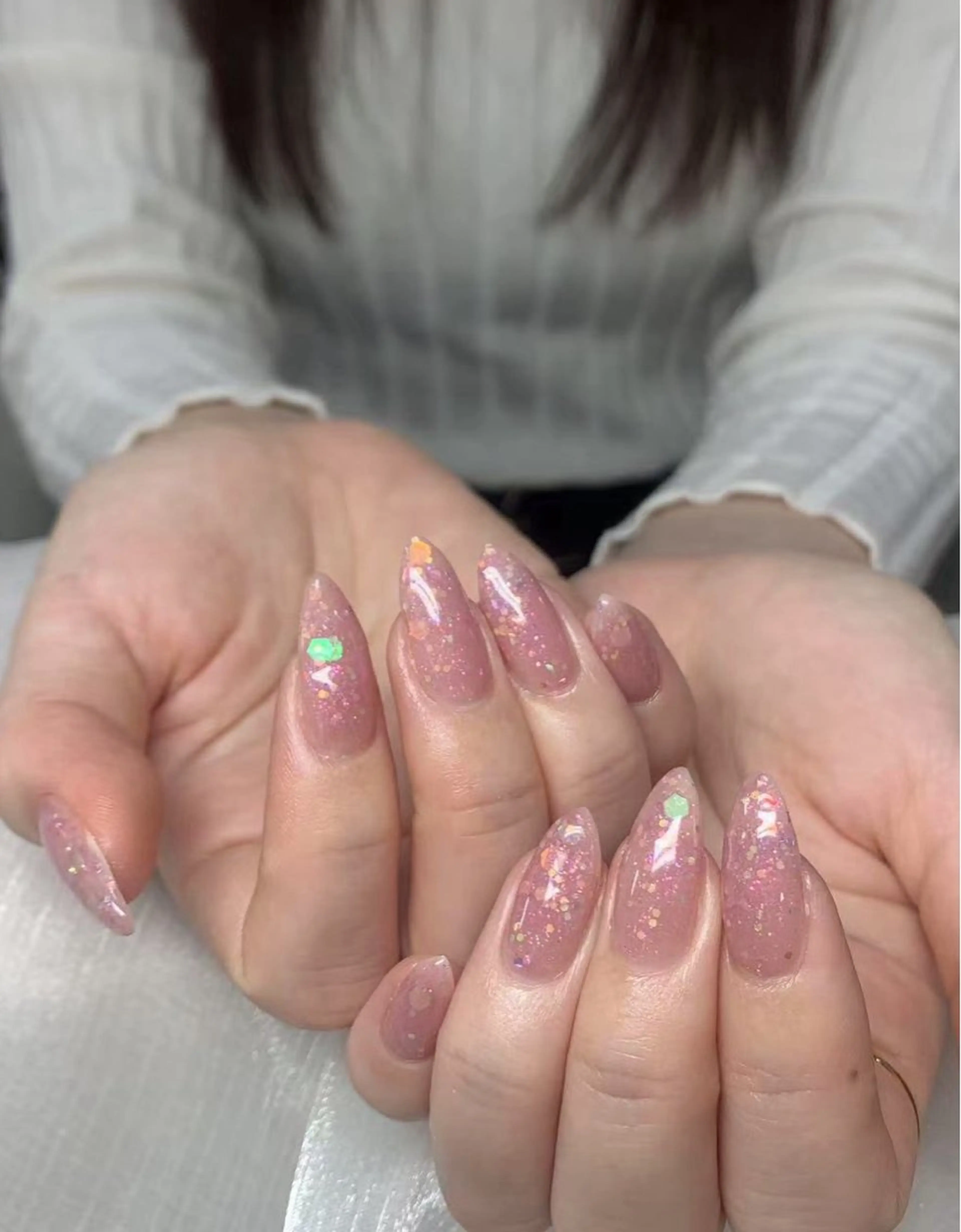 ネイル Kaka_ パラジェル、長さだしのネイルデザイン