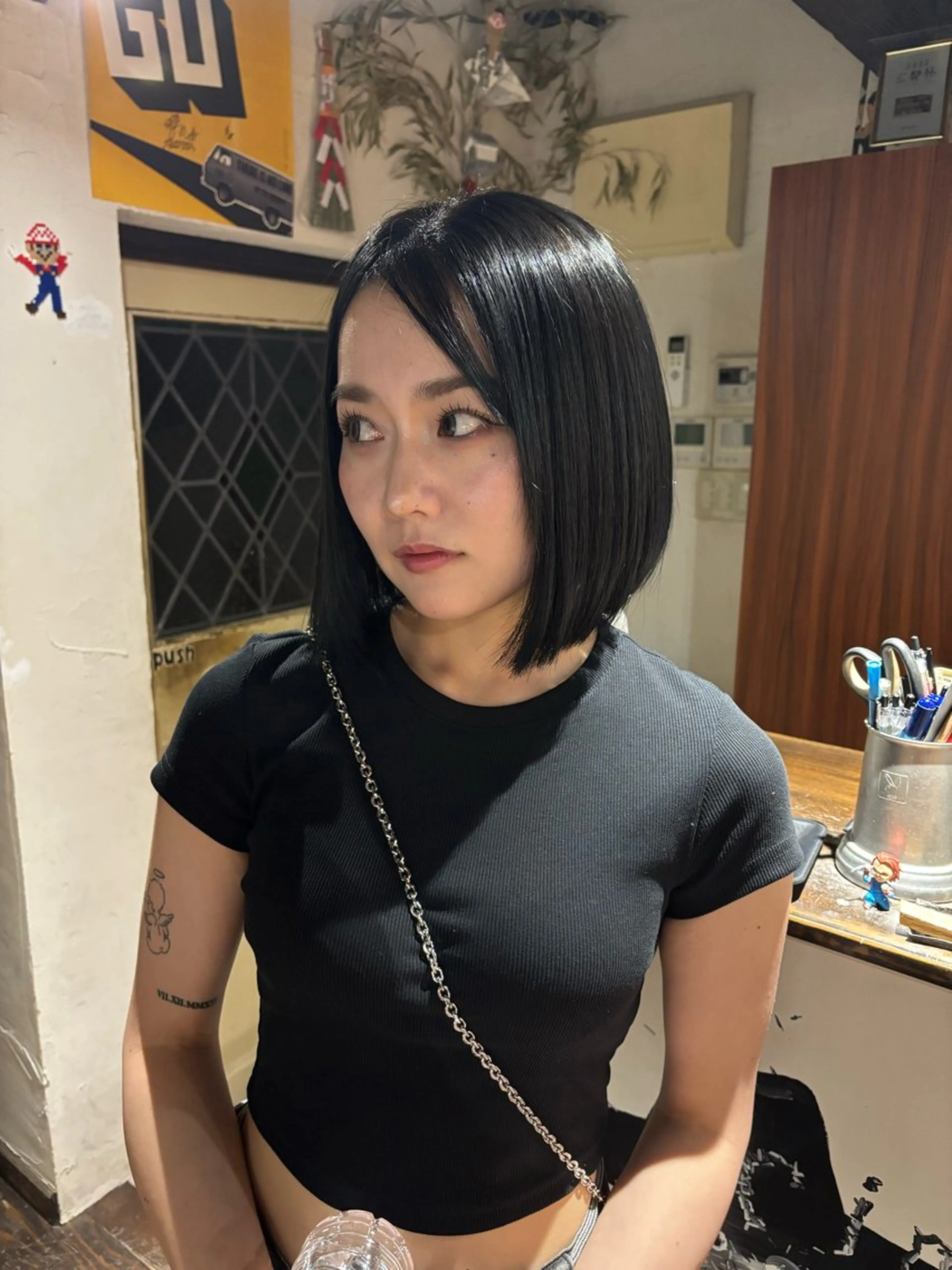 ショート カラー 黒髪 透明感カラー カット トリートメント Eclat所属・ボブ/レイヤーカット /ヨシダユウセイのヘアスタイル