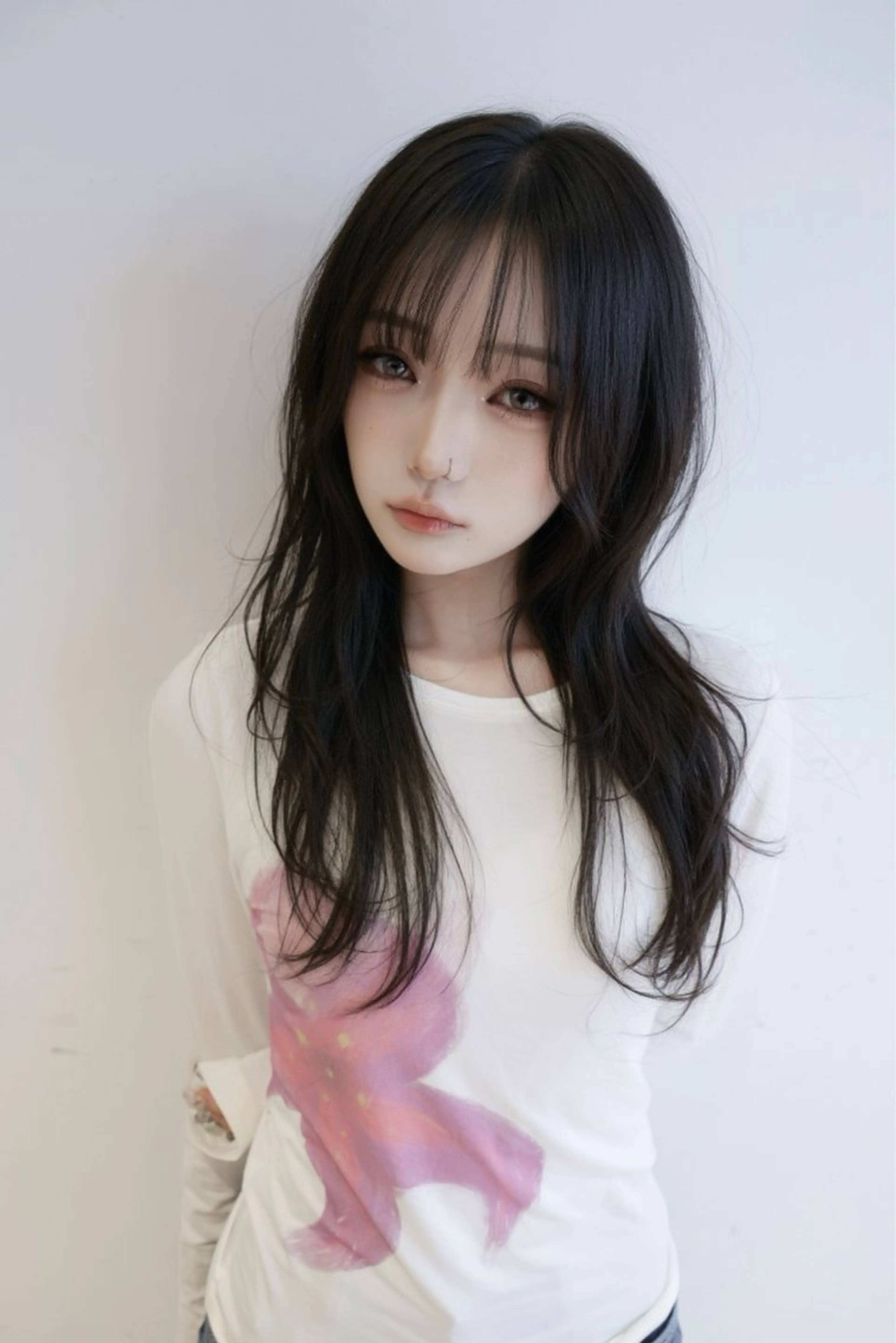 ロング ロングレイヤー くびれヘア 韓国風ヘア レイヤーカット ロング カット ヘアカラー トリートメント Misaki 全国4位のヘアスタイル