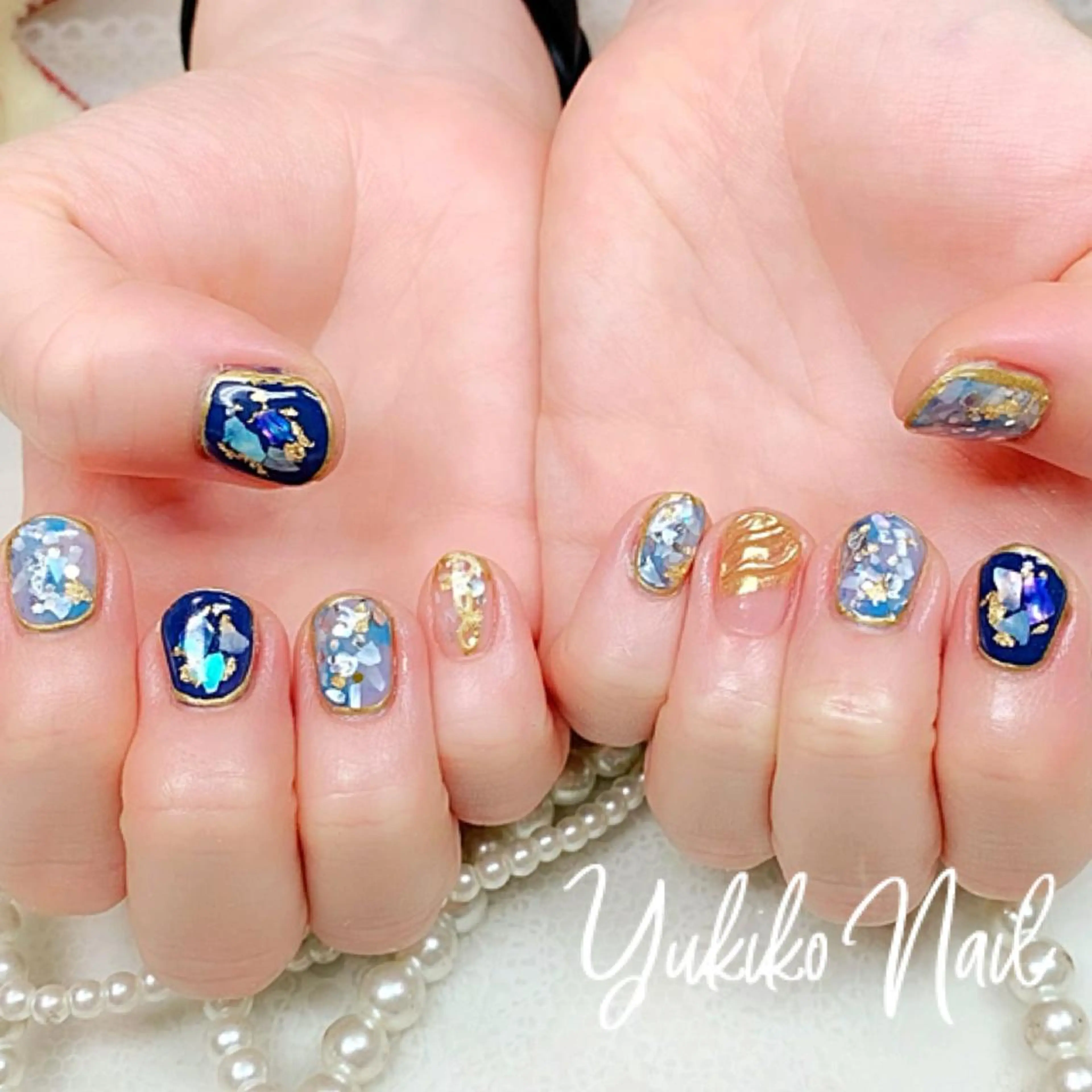 ネイル キラキラネイル ミラーネイル 持ち込み ニュアンスネイル ハンドネイル ユキコ ネイルのネイルデザイン