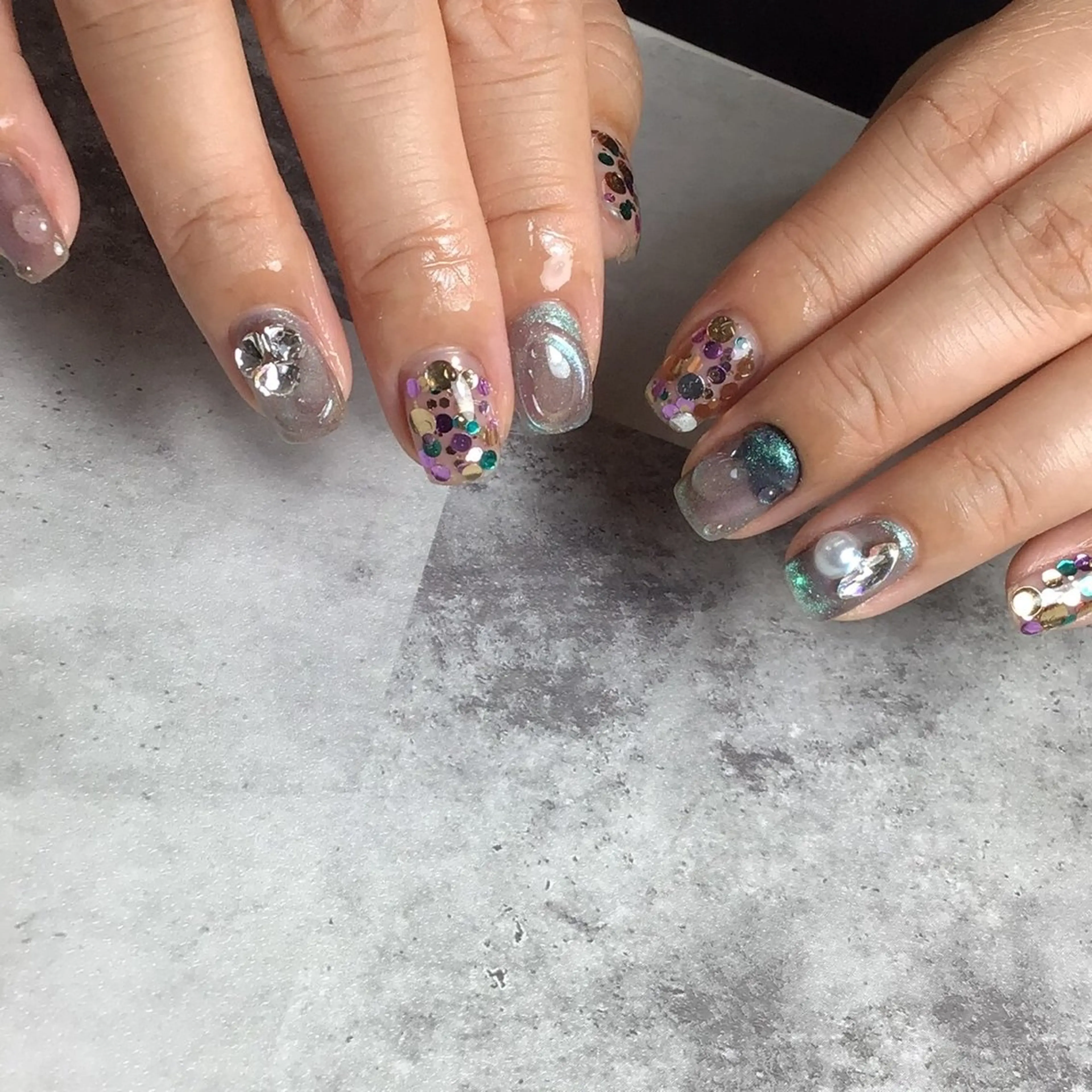 ネイル 長さ出し ジェルネイル マグネットネイル 持ち込み ワンカラーネイル Nail Day 四条烏丸店のネイルデザイン