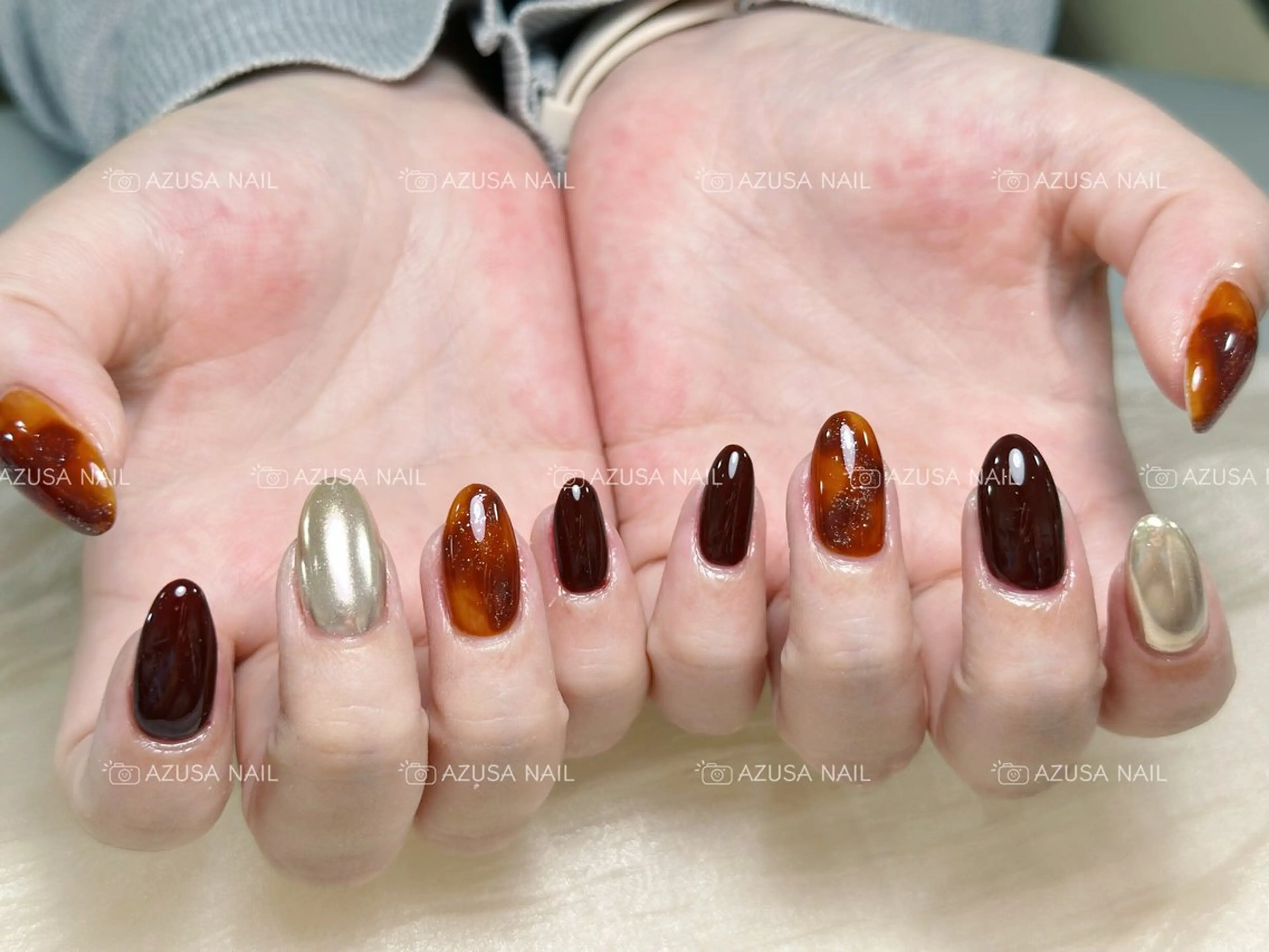 ネイル ボルドー ミラーネイル ニュアンスネイル ハンドネイル 🧸自宅ネイル あずさのネイルデザイン
