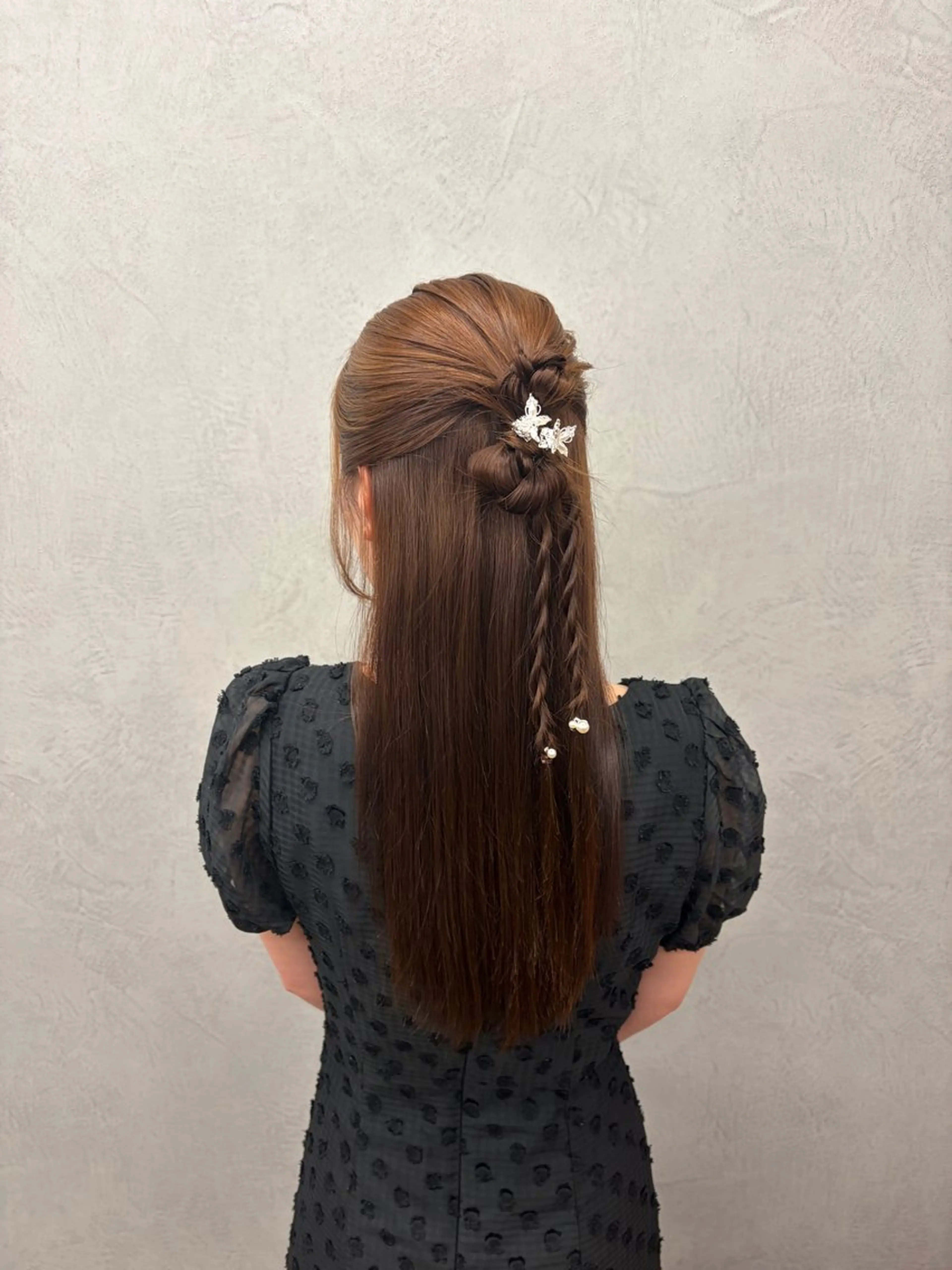 ヘアアレンジ ハーフアップ 髪質改善×韓国風/小 顔レイヤー/早瀬櫻子のヘアスタイル