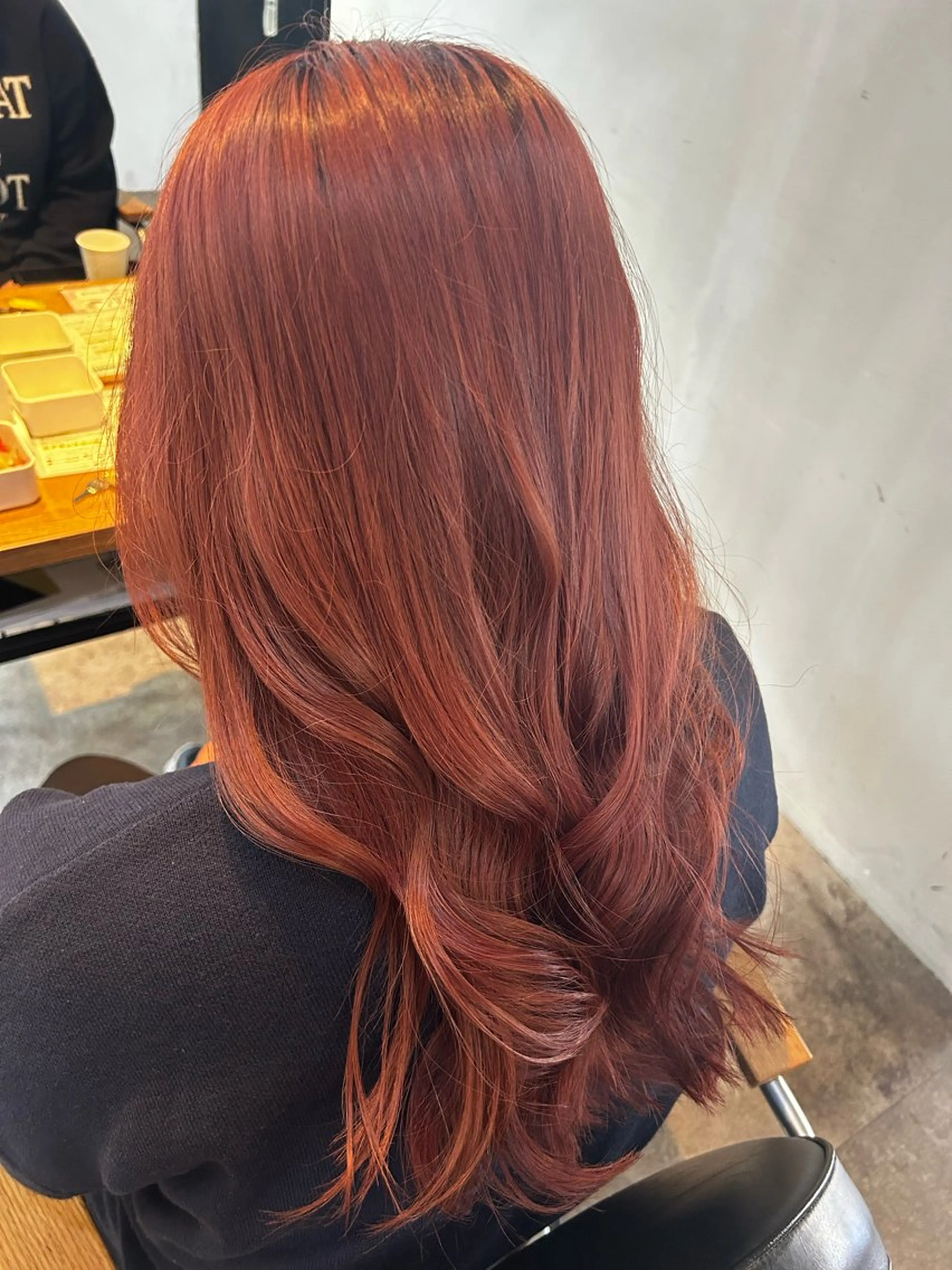 ロング カラー ヘアアレンジ ブリーチ ブラウンカラー レッドカラー レッドブラウン Lafithhairliebe京都駅前店所属・京都駅前 🎀あかりのヘアスタイル